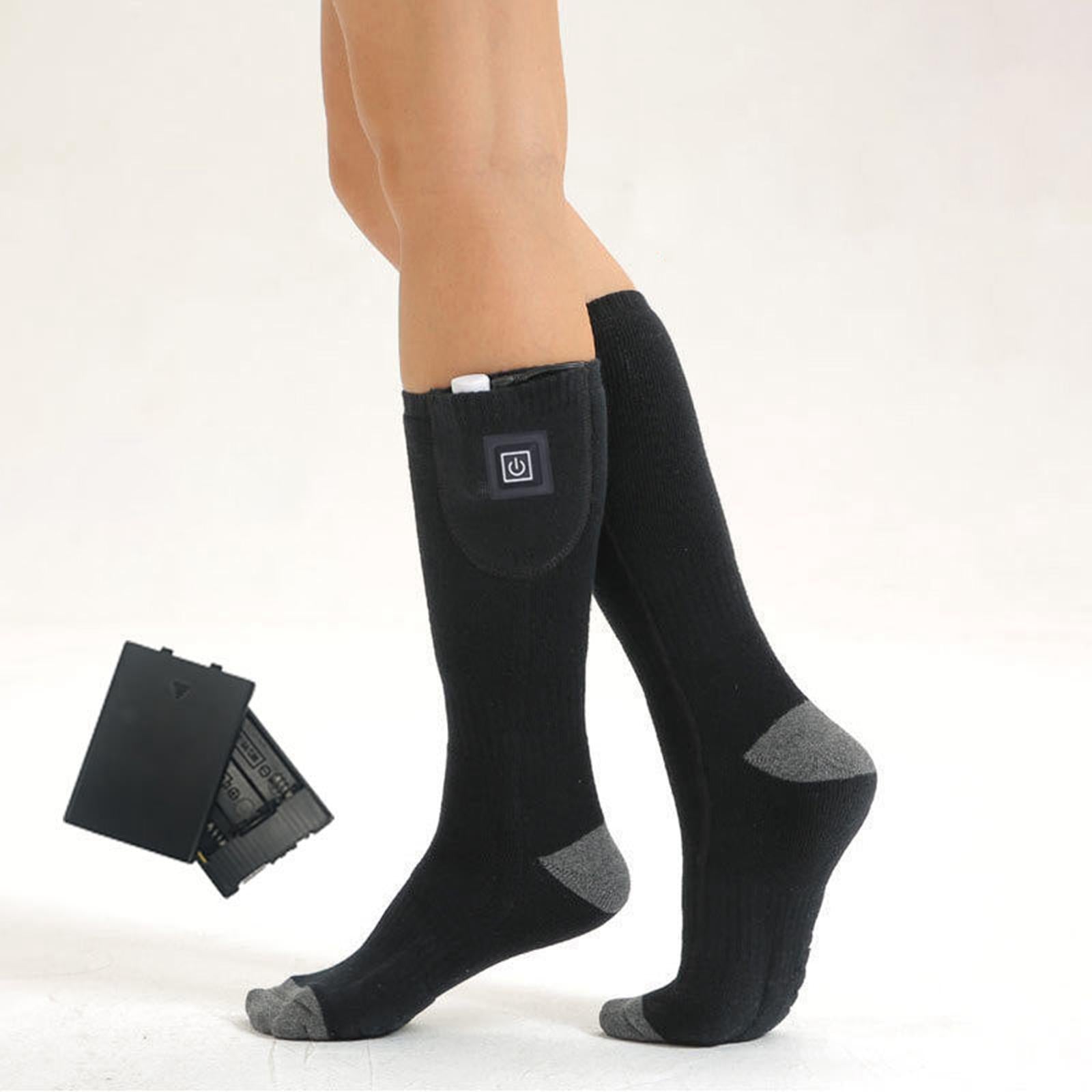 Electric Heated Socks Rechargeable Battery Women Men Feet Winter Warm Skiing Black NonAdjustable