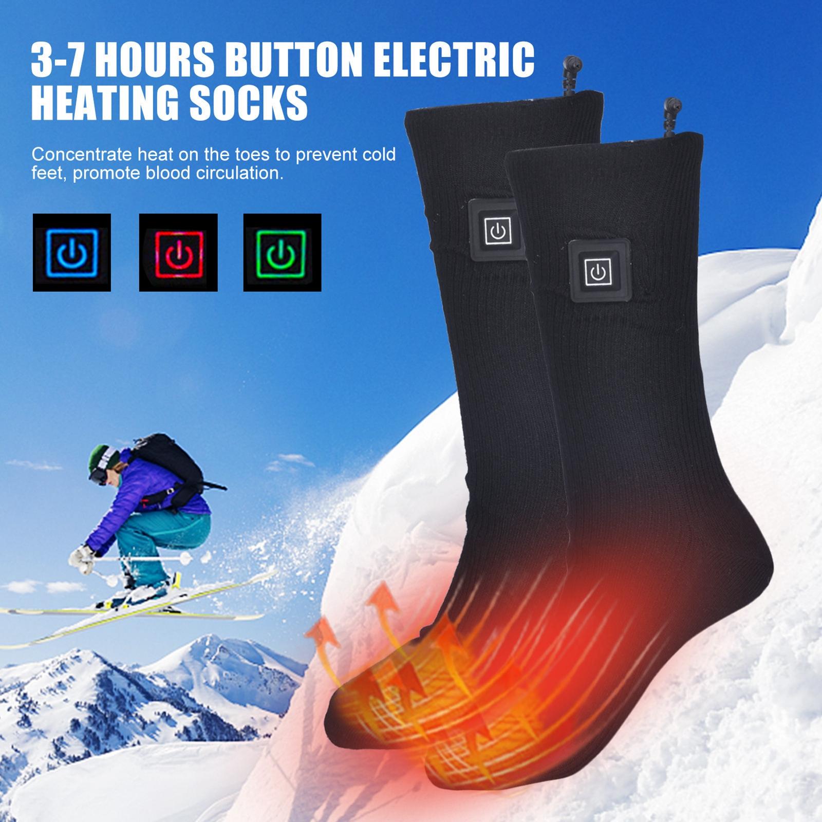 Electric Heated Socks Rechargeable Battery Women Men Feet Winter Warm Skiing Black NonAdjustable