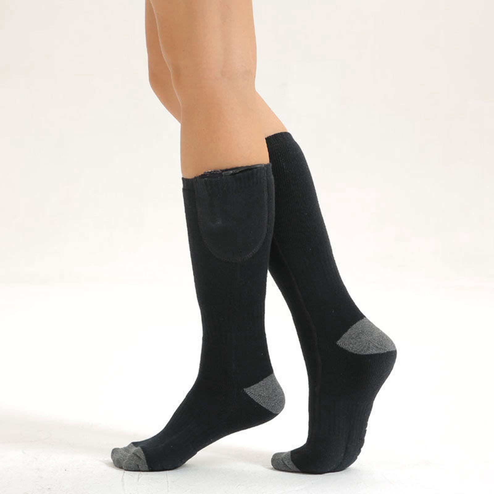 Electric Heated Socks Rechargeable Battery Women Men Feet Winter Warm Skiing Black NonAdjustable