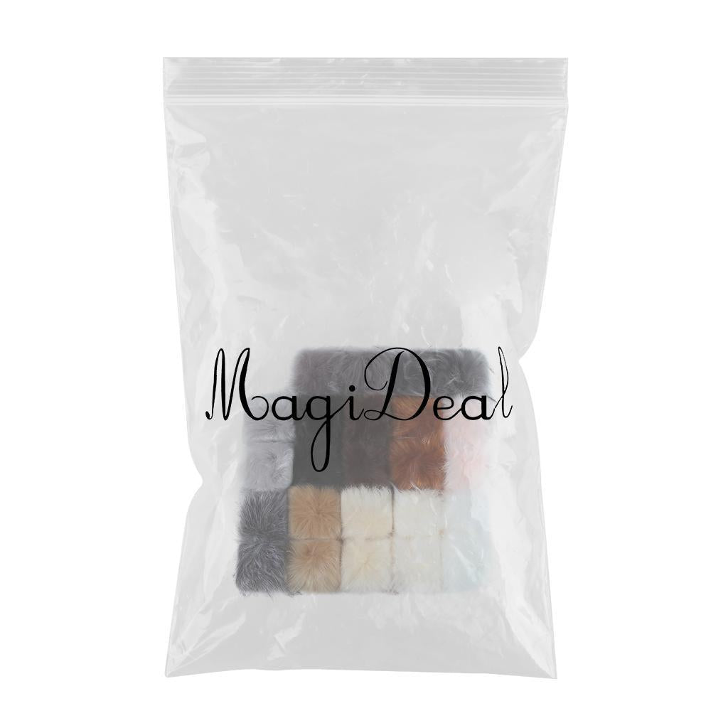 Faux Fur Pompom Ball DIY W/Snap Button Multicolor Caps Scarves 24Pcs 8cm