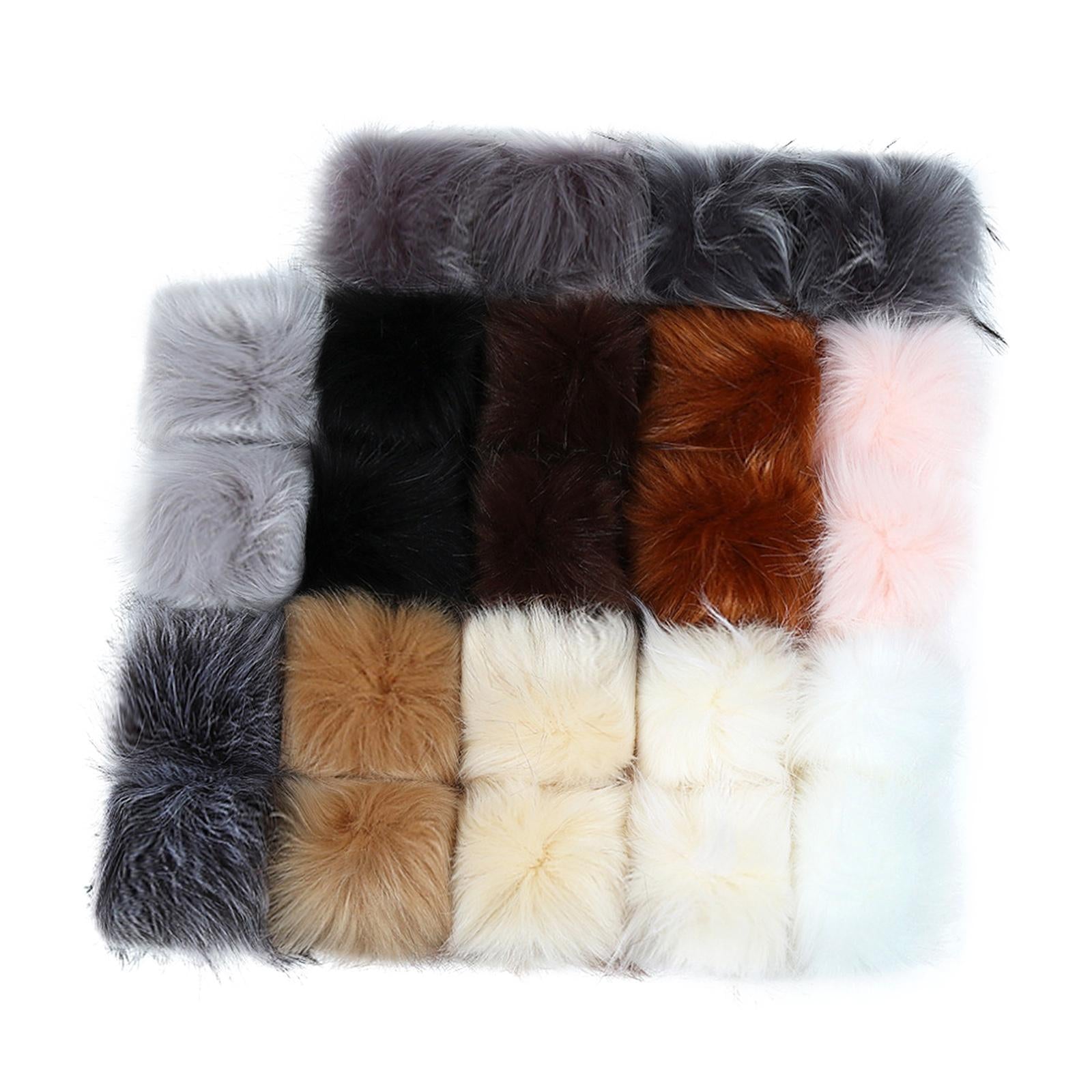 Faux Fur Pompom Ball DIY W/Snap Button Multicolor Caps Scarves 24Pcs 8cm