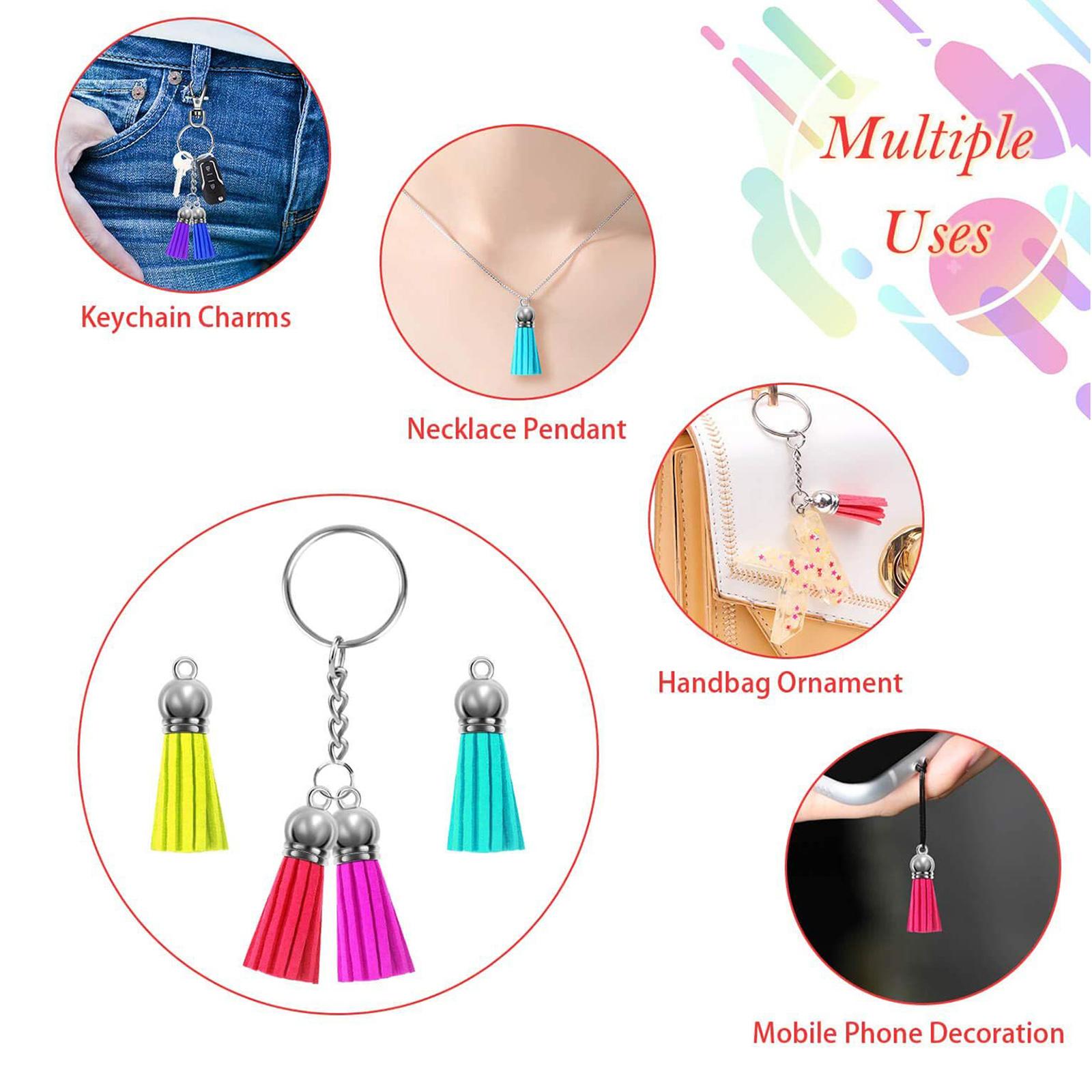 400x Key Ring DIY Keychain Blanks Tassel Pendant Set Charms Jewelry Making