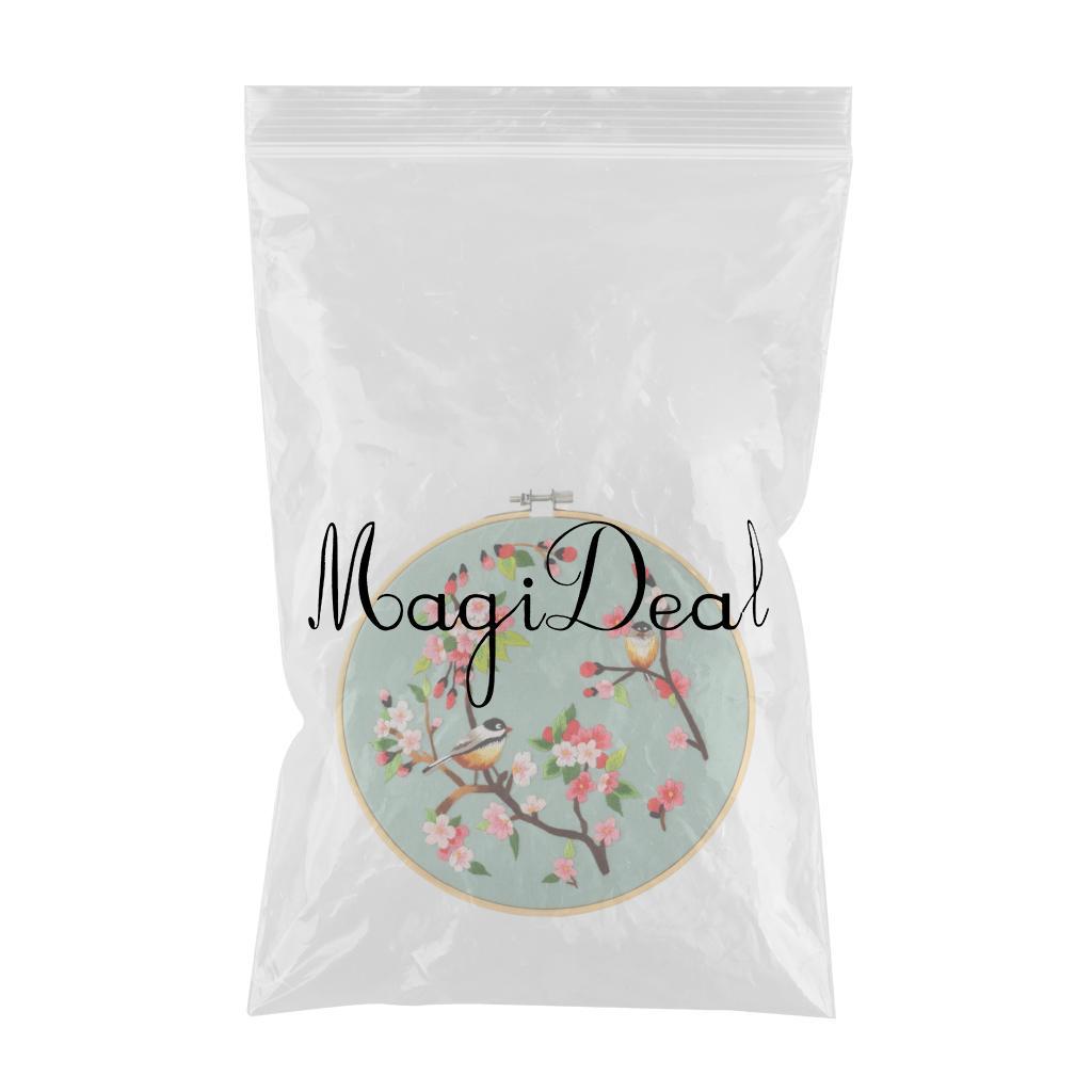 Cross Stitch Kit DIY Floral Flower Sewing Embroidery with Hoop Yellow Birds