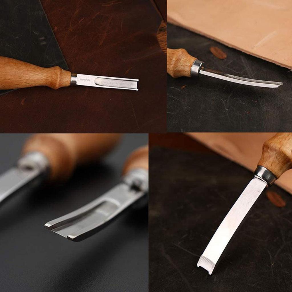 Leather Edge Trimmer Beveler Tool with Wood Handle Leather Trimming 8mm