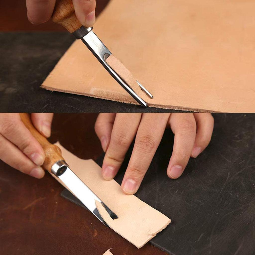 Leather Edge Trimmer Beveler Tool with Wood Handle Leather Trimming 8mm