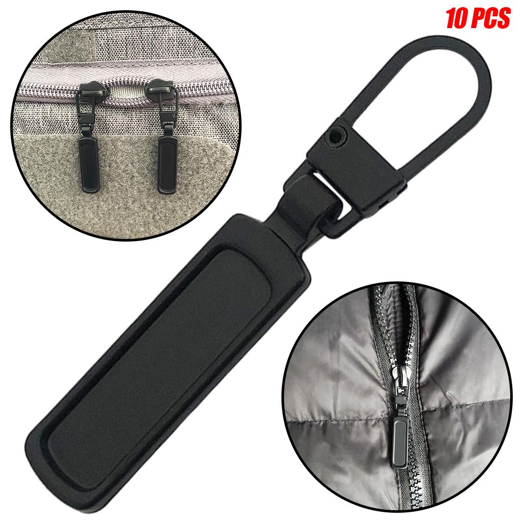 10x Zipper Pull Zipper Heads for Jacket Luggage Suitcase Skirt Bags Black