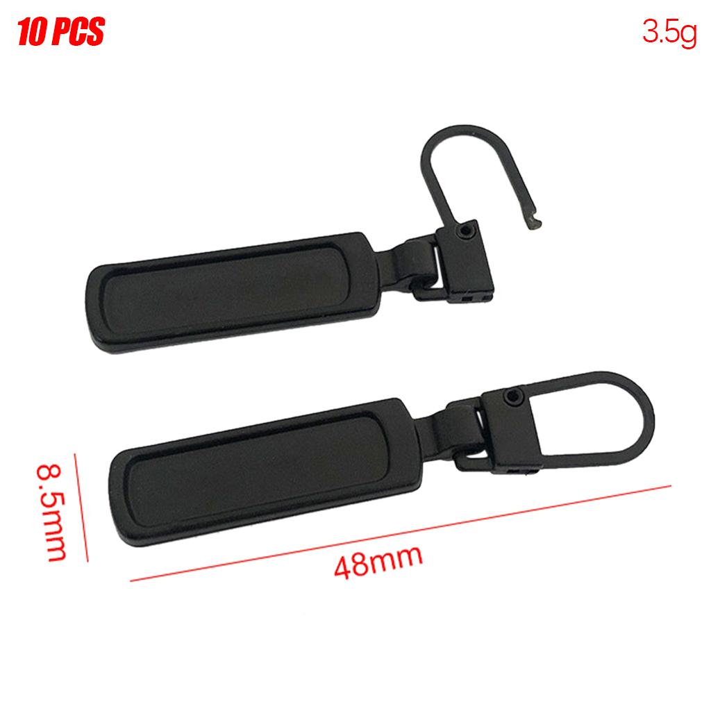 10x Zipper Pull Zipper Heads for Jacket Luggage Suitcase Skirt Bags Black