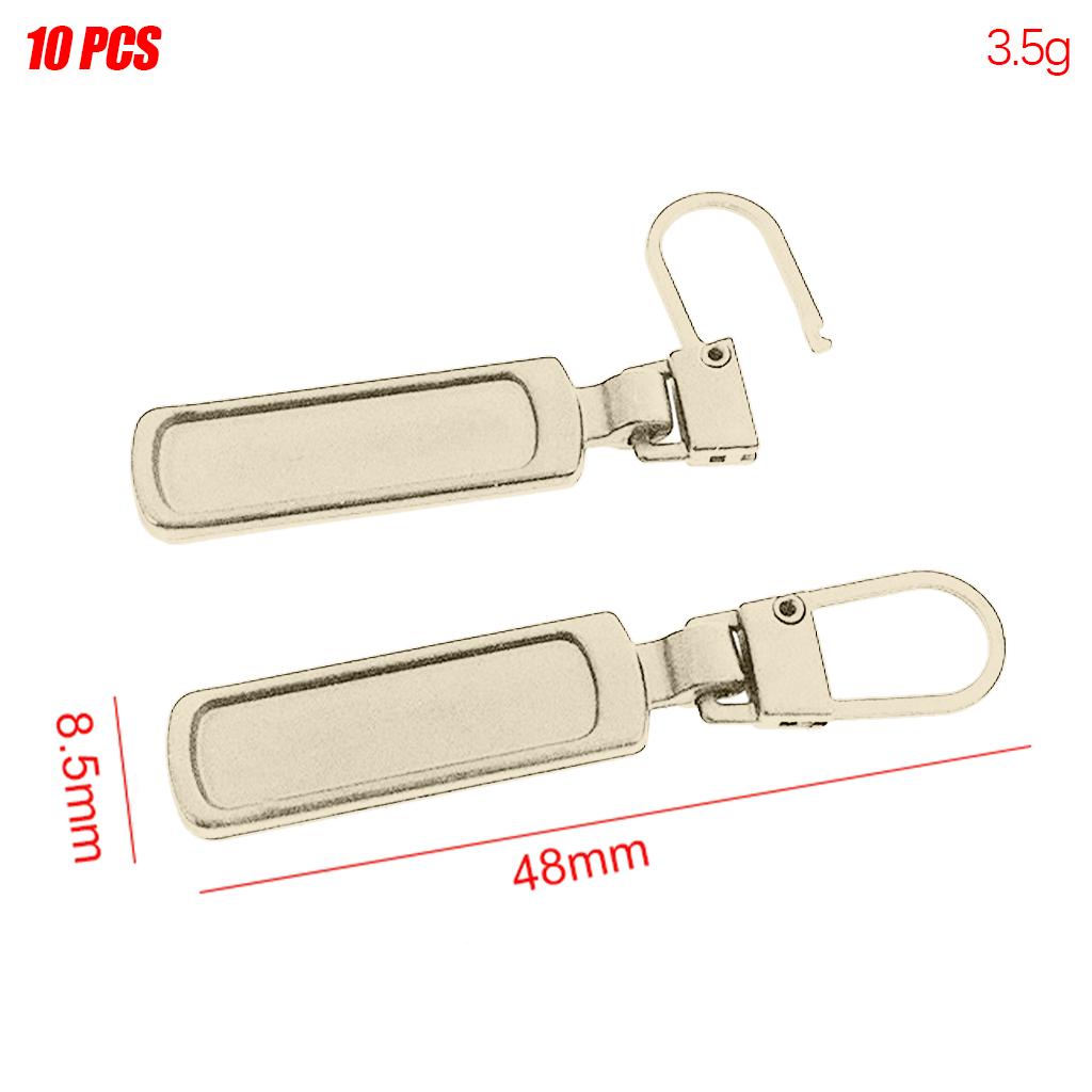 10x Zipper Pull Zipper Heads for Jacket Luggage Suitcase Skirt Bags Silver