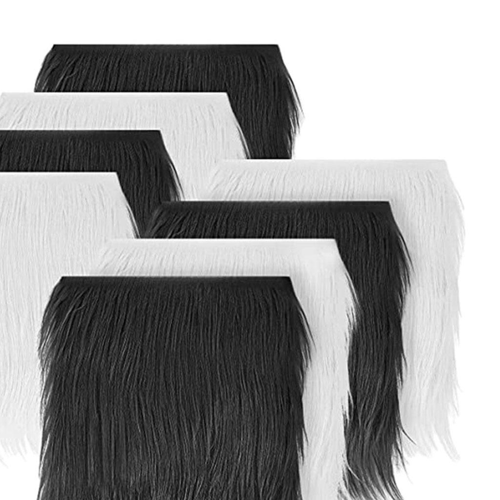 8x Faux Fur Square Fabric Handmade Furry Long Hair Pile for Sewing Craft DIY