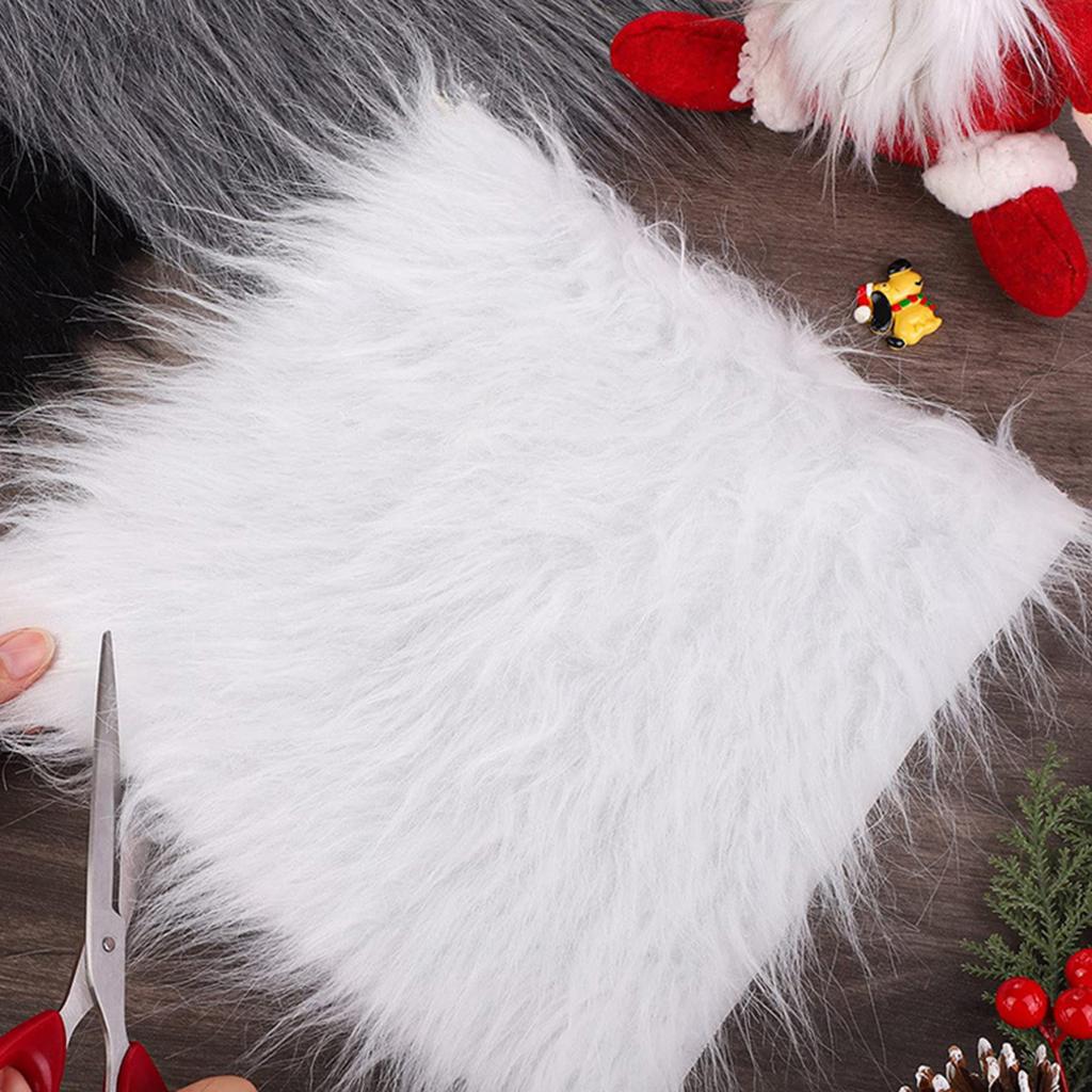 8x Faux Fur Square Fabric Handmade Furry Long Hair Pile for Sewing Craft DIY