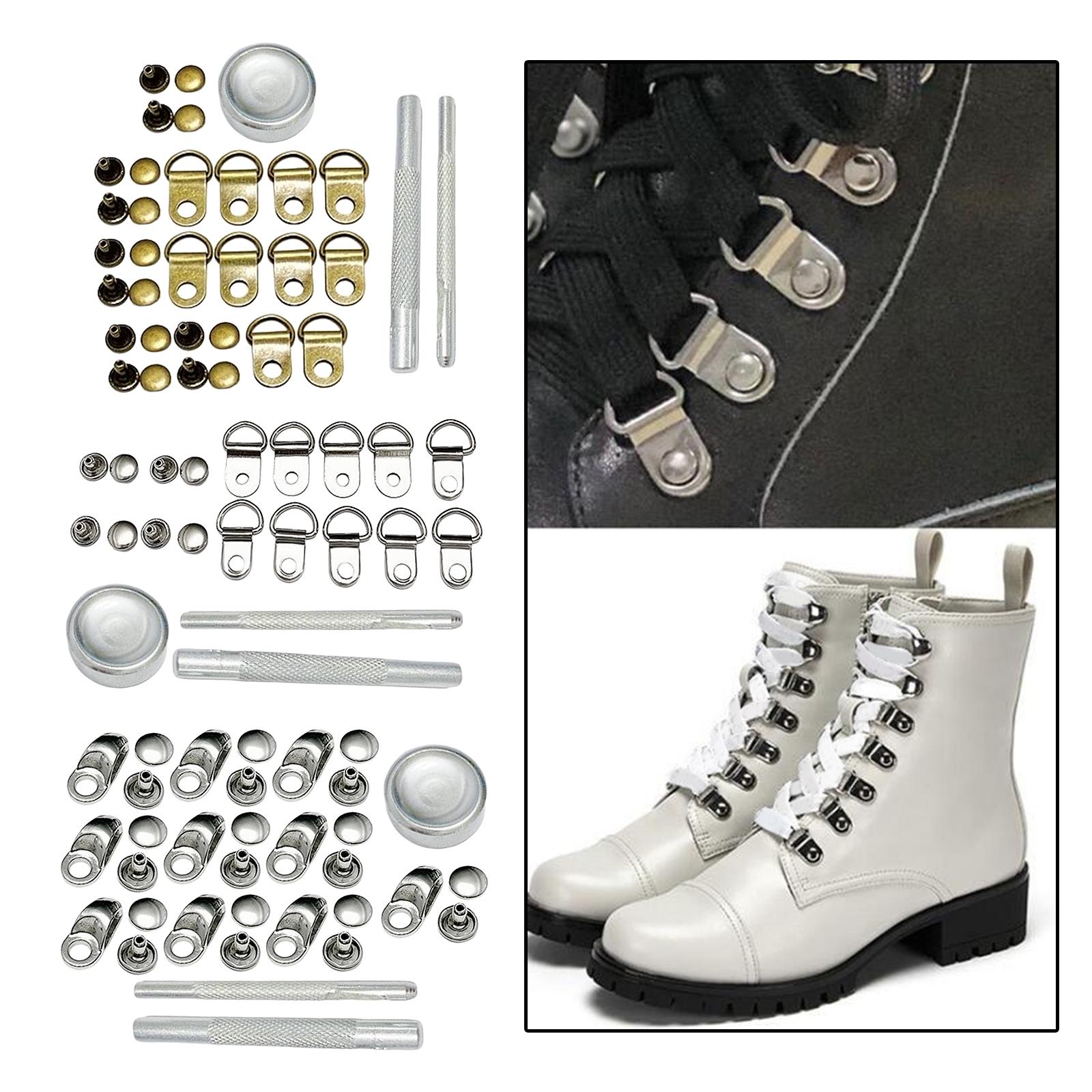 Boot Lace Hooks for Leather Craft Mountaineering Shoes Bag Silver 8x12mm