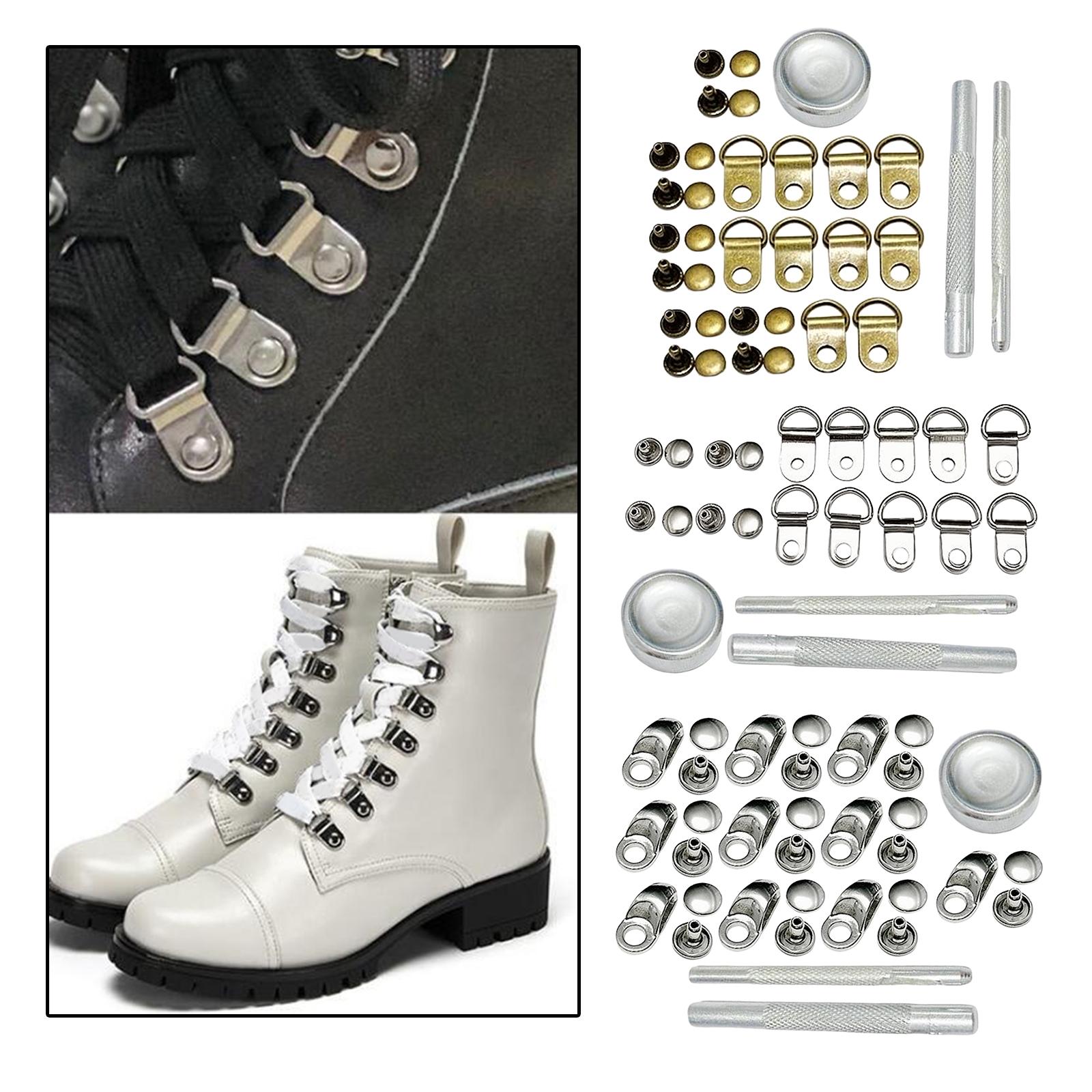 Boot Lace Hooks for Leather Craft Mountaineering Shoes Bag Silver 8x12mm