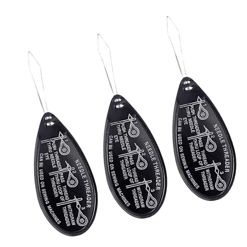 Bow Wire Needle Threader Hand Machine Sewing Stitch Insertion Tool 3PCS