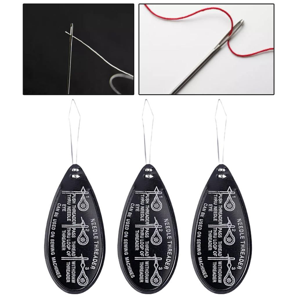 Bow Wire Needle Threader Hand Machine Sewing Stitch Insertion Tool 3PCS