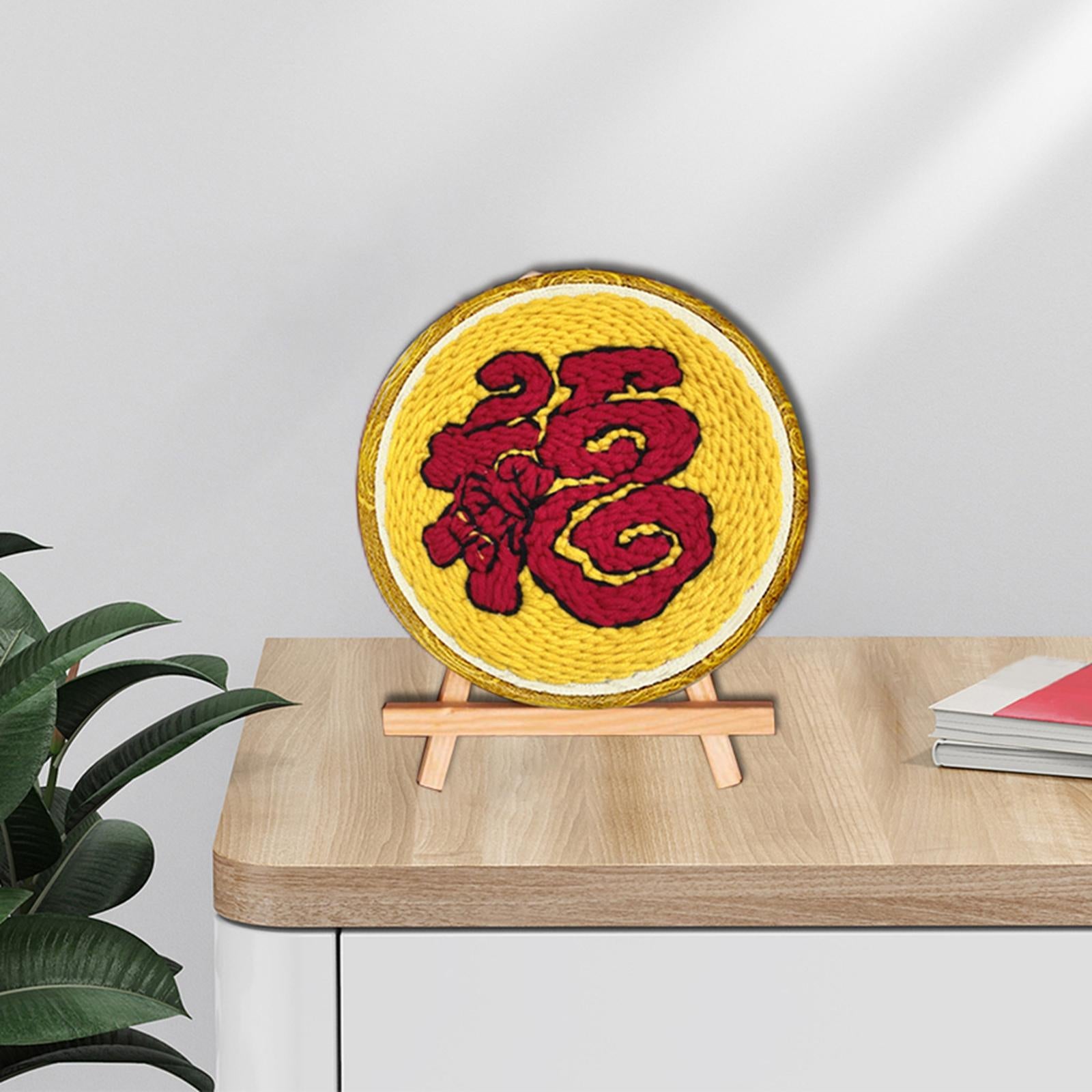 Handmade Punch Needle Embroidery Kit DIY Cross Stitch Kids Adults Tools Gift Yellow Red