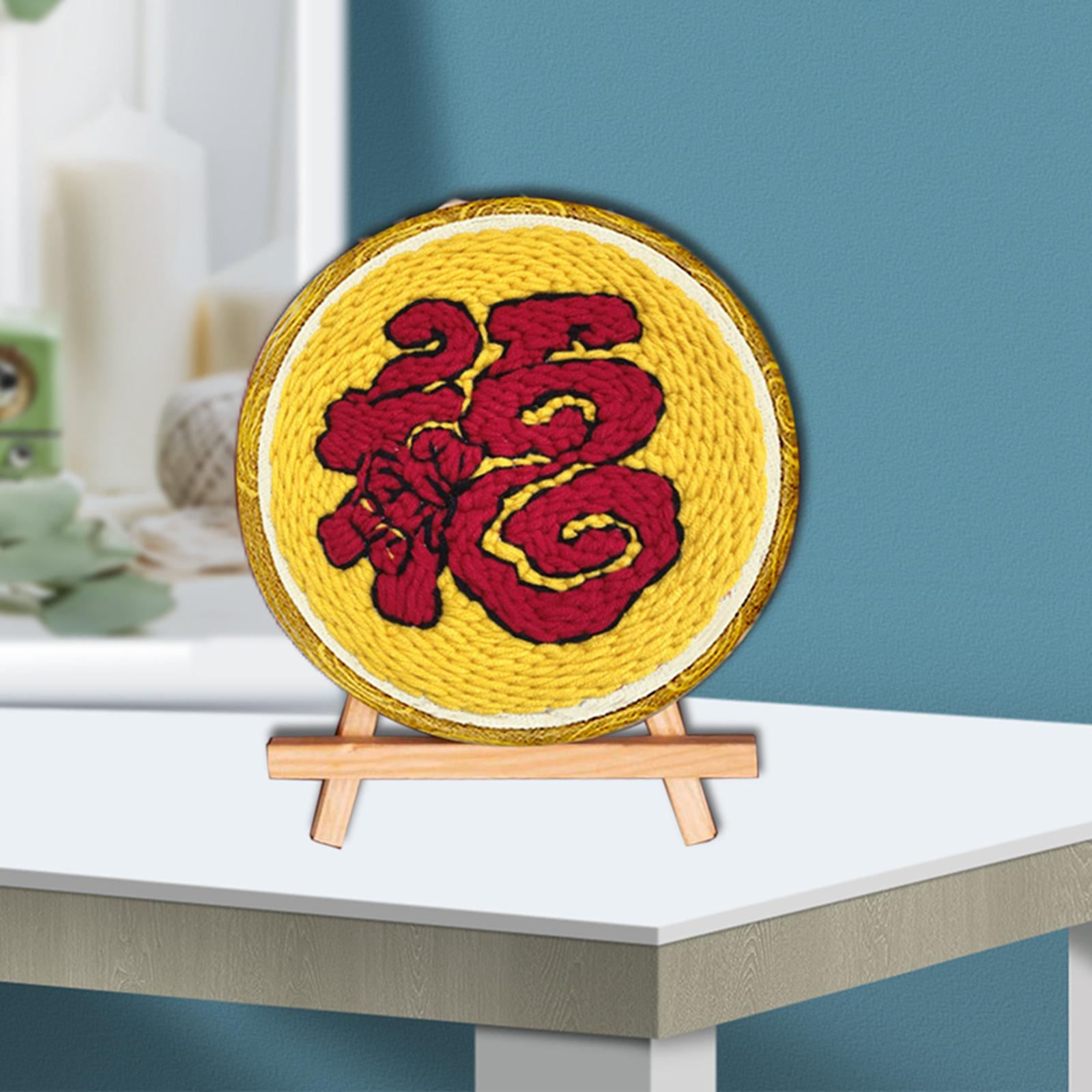 Handmade Punch Needle Embroidery Kit DIY Cross Stitch Kids Adults Tools Gift Yellow Red