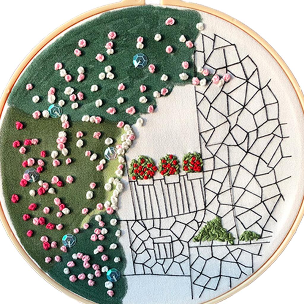 Embroidery Kit Cross Stitch Beautiful Craft w/Frame Hoop DIY for Kids Adults City