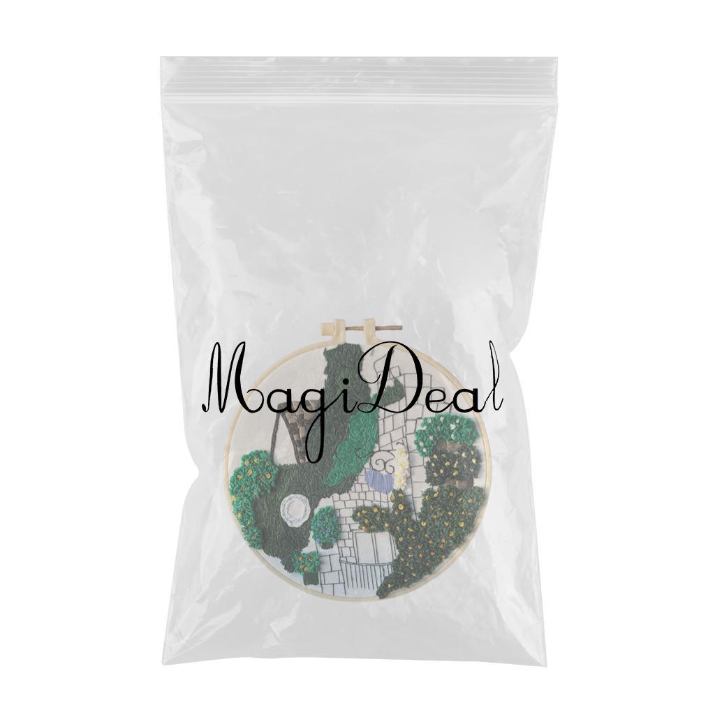 Embroidery Kit Cross Stitch Beautiful Craft w/Frame Hoop DIY for Kids Adults Green Valley Villa