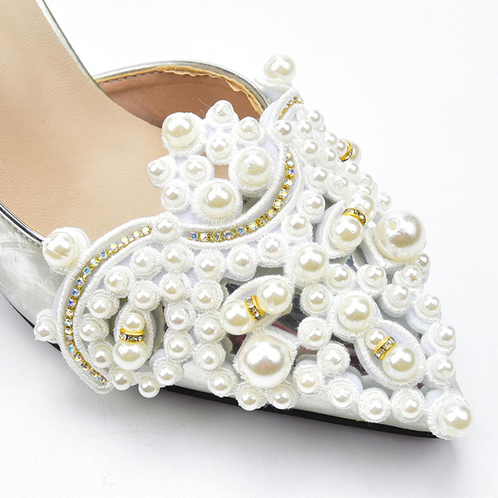 Crystal Pearl Shoe Clips Women Wedding Banquet Boots Charms Jewelry Decor 12x9.8cm