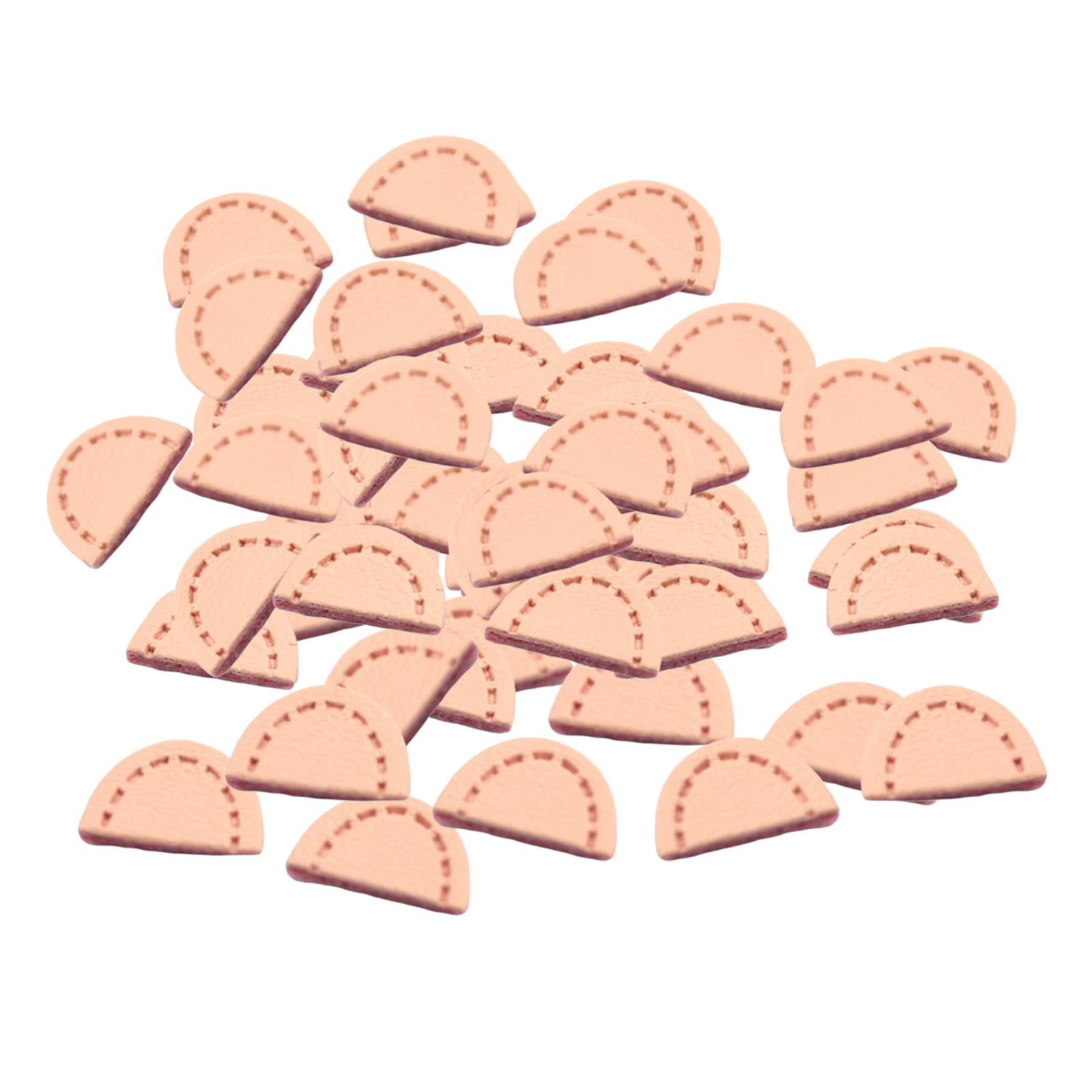 50 Pieces Leather Labels Handmade Embossed Tag DIY Garment for Shoes Hats Half Oval