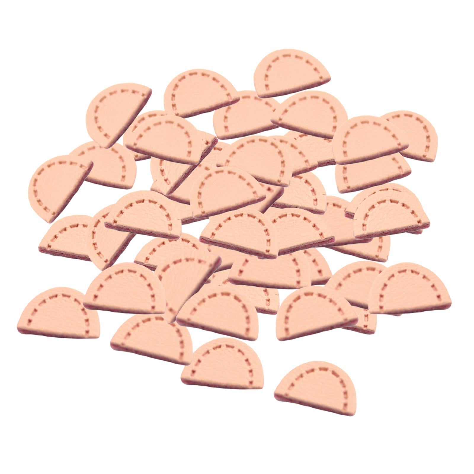 50 Pieces Leather Labels Handmade Embossed Tag DIY Garment for Shoes Hats Half Oval