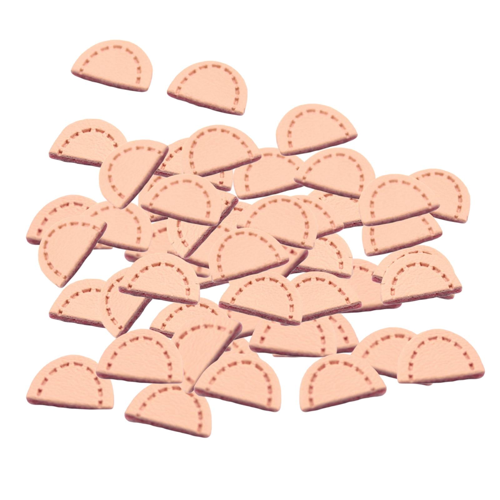 50 Pieces Leather Labels Handmade Embossed Tag DIY Garment for Shoes Hats Half Oval