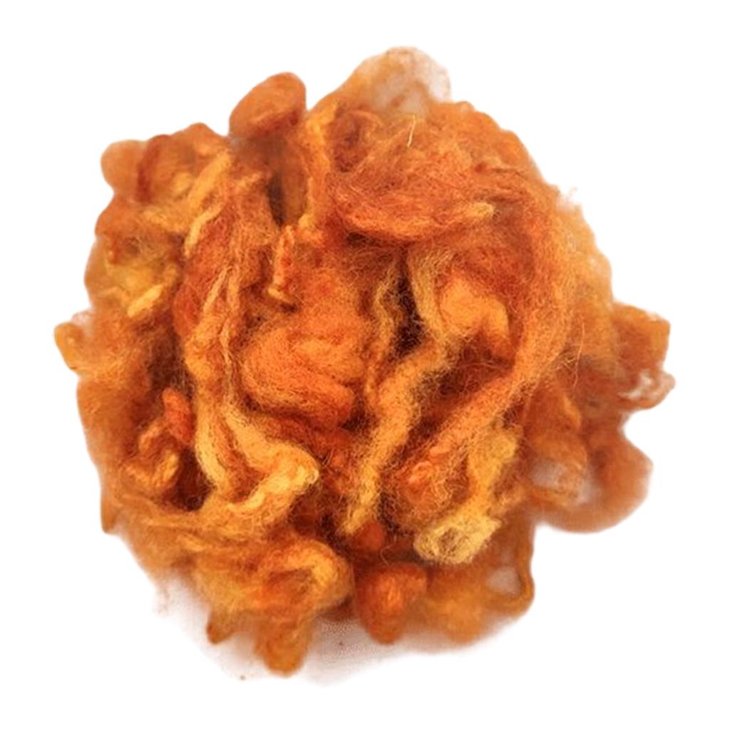 Wool Felt Wool Roving for Adults Needle Felting Doll Hair Making Orange