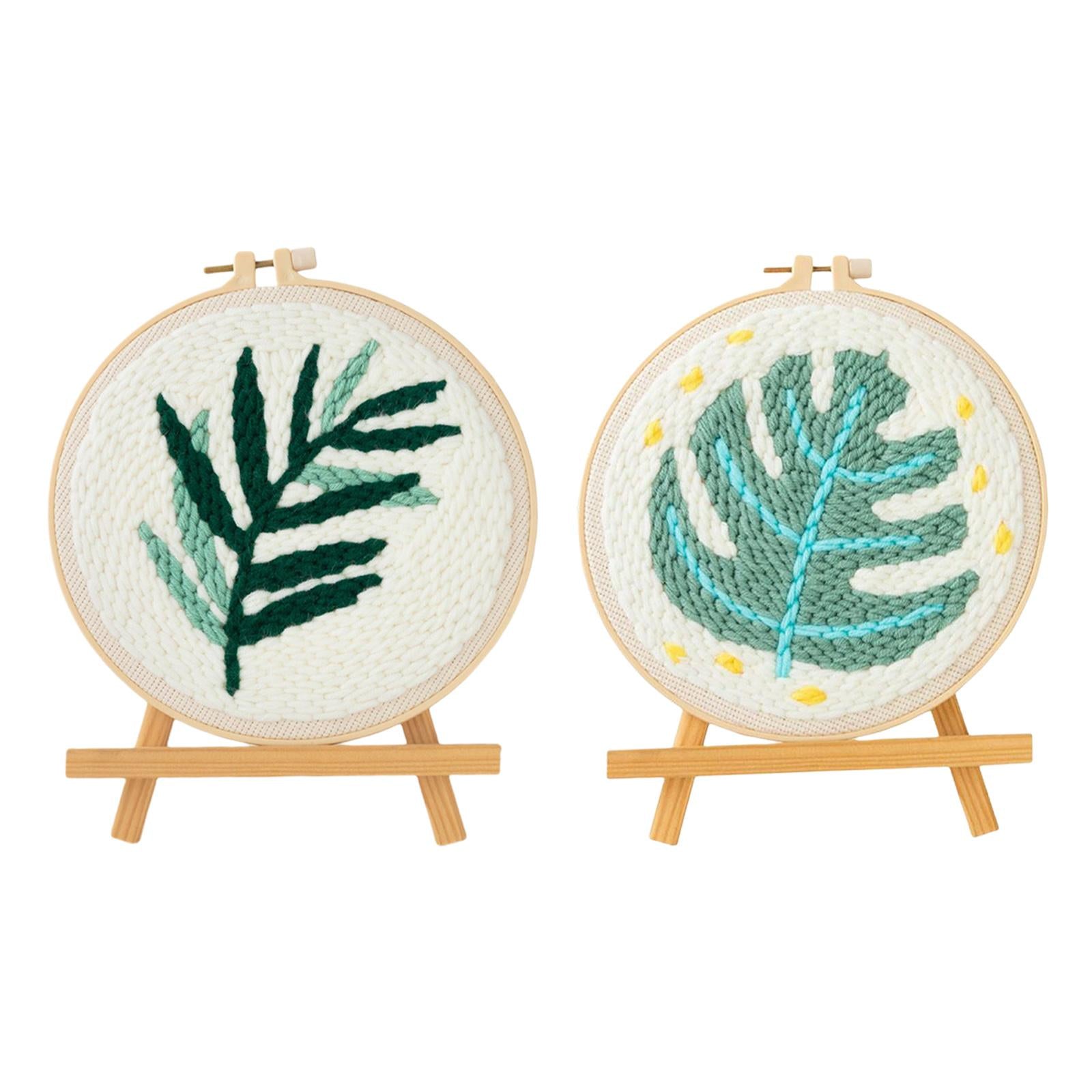 DIY Plant Embroidery Kit Beginner Sewing Needlepoint Hoop Cross Craft Stitch A