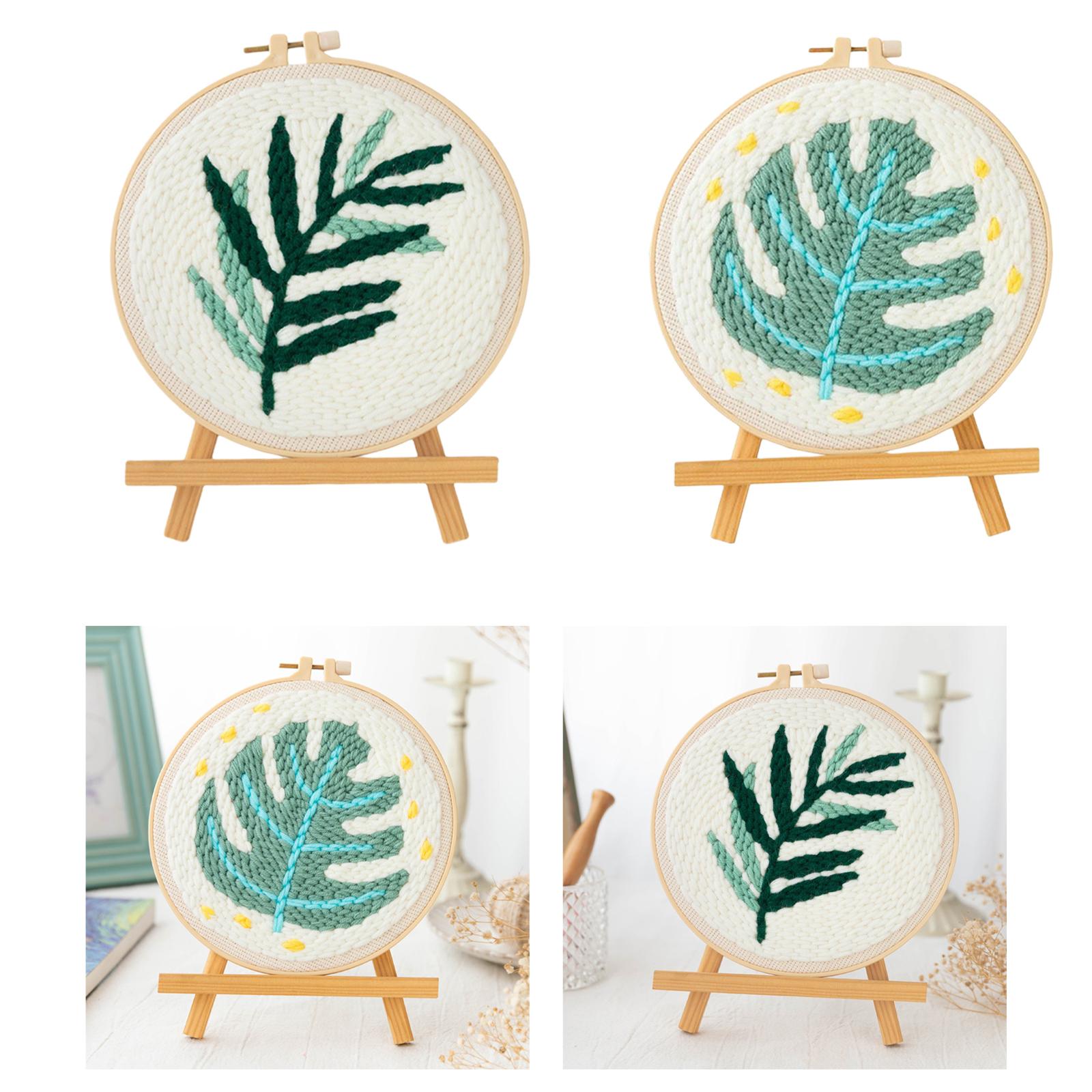 DIY Plant Embroidery Kit Beginner Sewing Needlepoint Hoop Cross Craft Stitch A