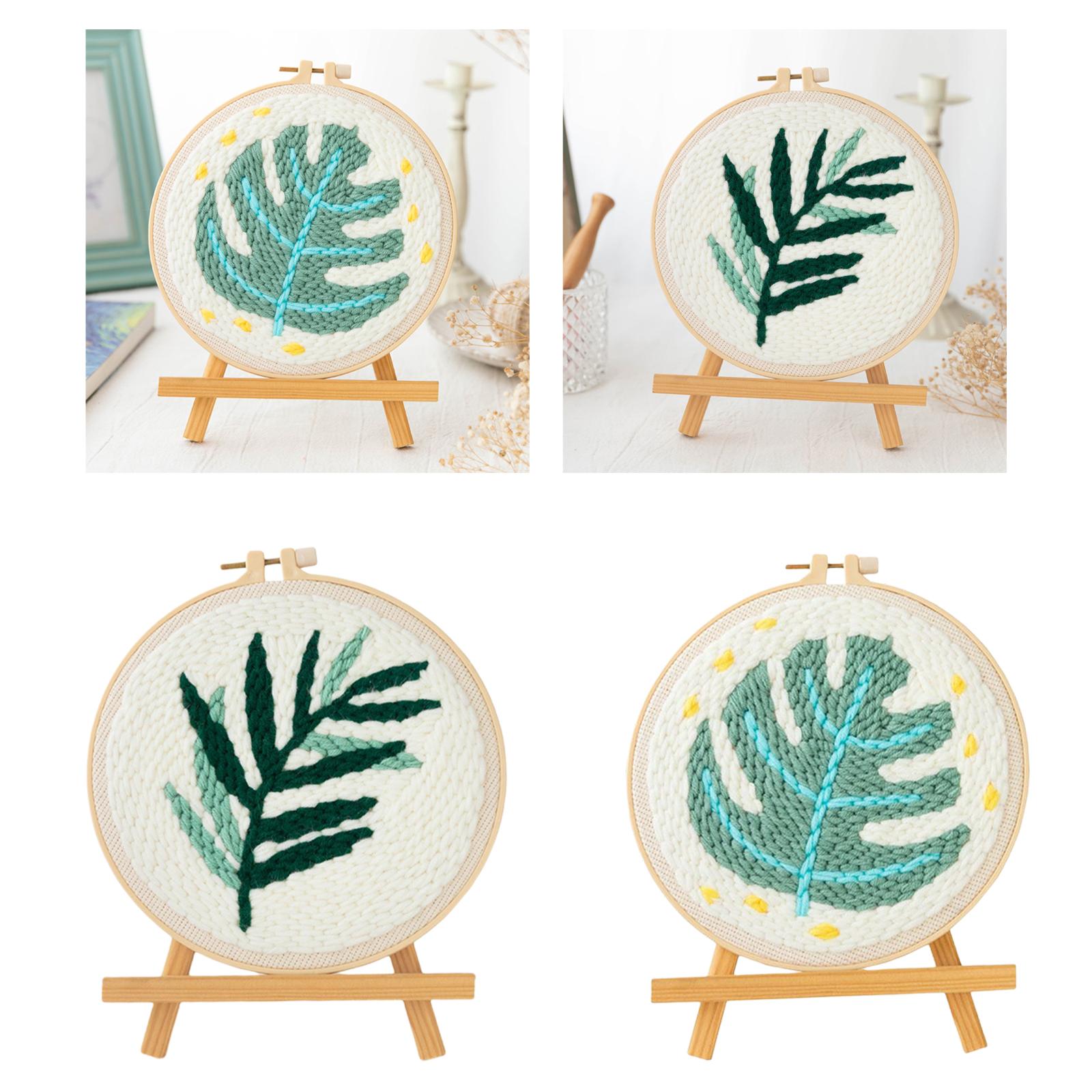 DIY Plant Embroidery Kit Beginner Sewing Needlepoint Hoop Cross Craft Stitch A