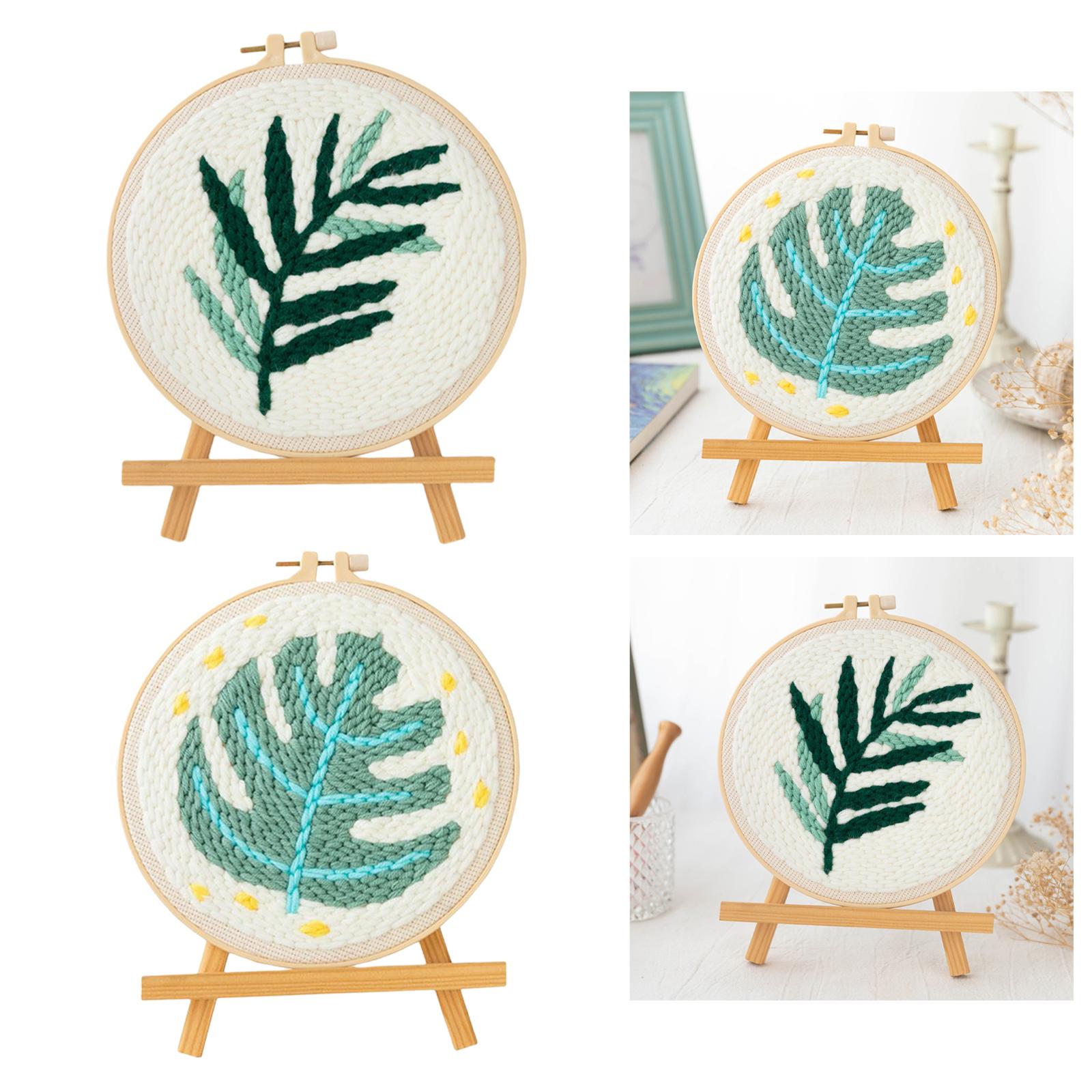 DIY Plant Embroidery Kit Beginner Sewing Needlepoint Hoop Cross Craft Stitch A
