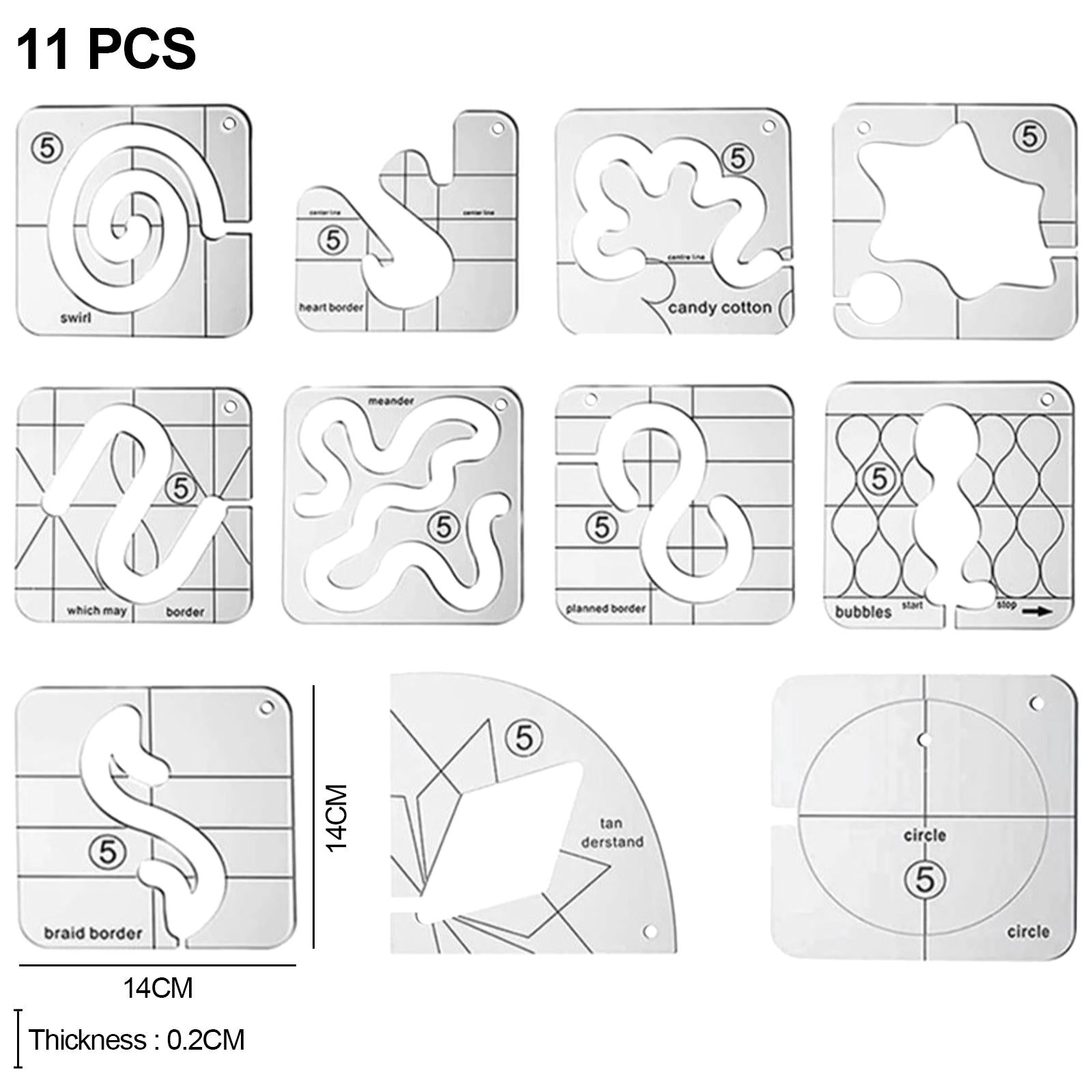 Free Motion Quilting Templates Set DIY Domestic for Embroidery Hobbyists