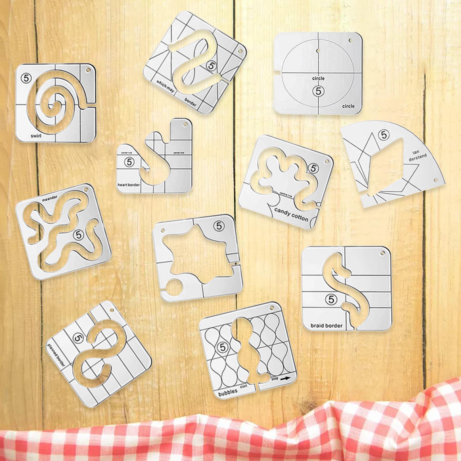 Free Motion Quilting Templates Set DIY Domestic for Embroidery Hobbyists