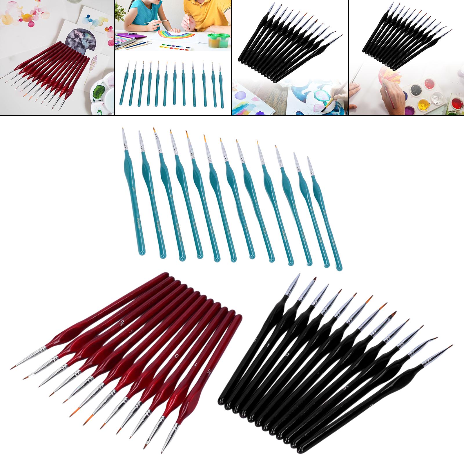12x Artist Paint Script Liner Detail Paint Brush for Watercolor Oil Painting Red