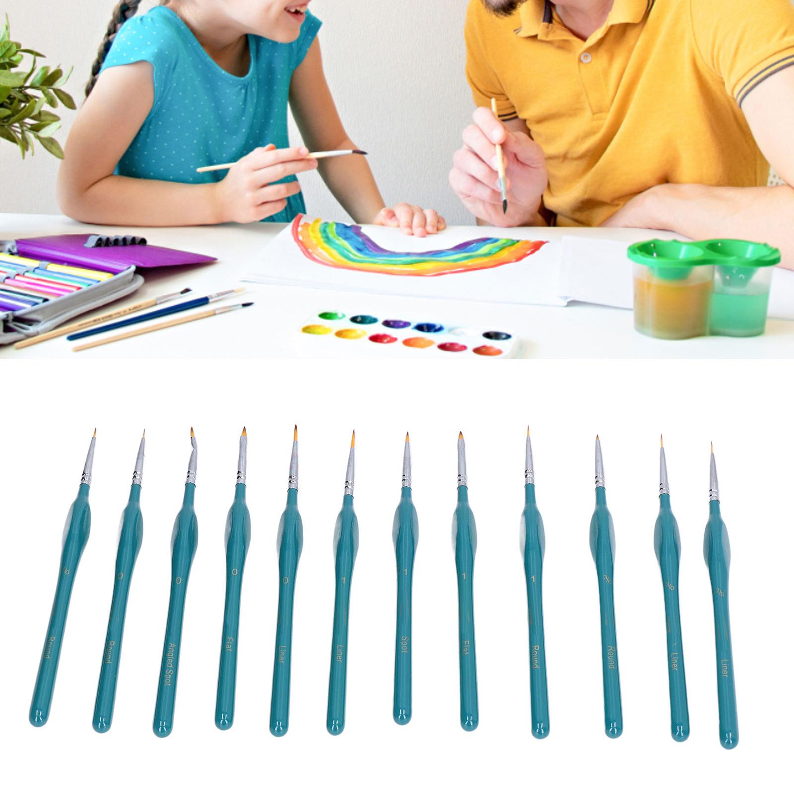 12x Artist Paint Script Liner Detail Paint Brush for Watercolor Oil Painting Blue