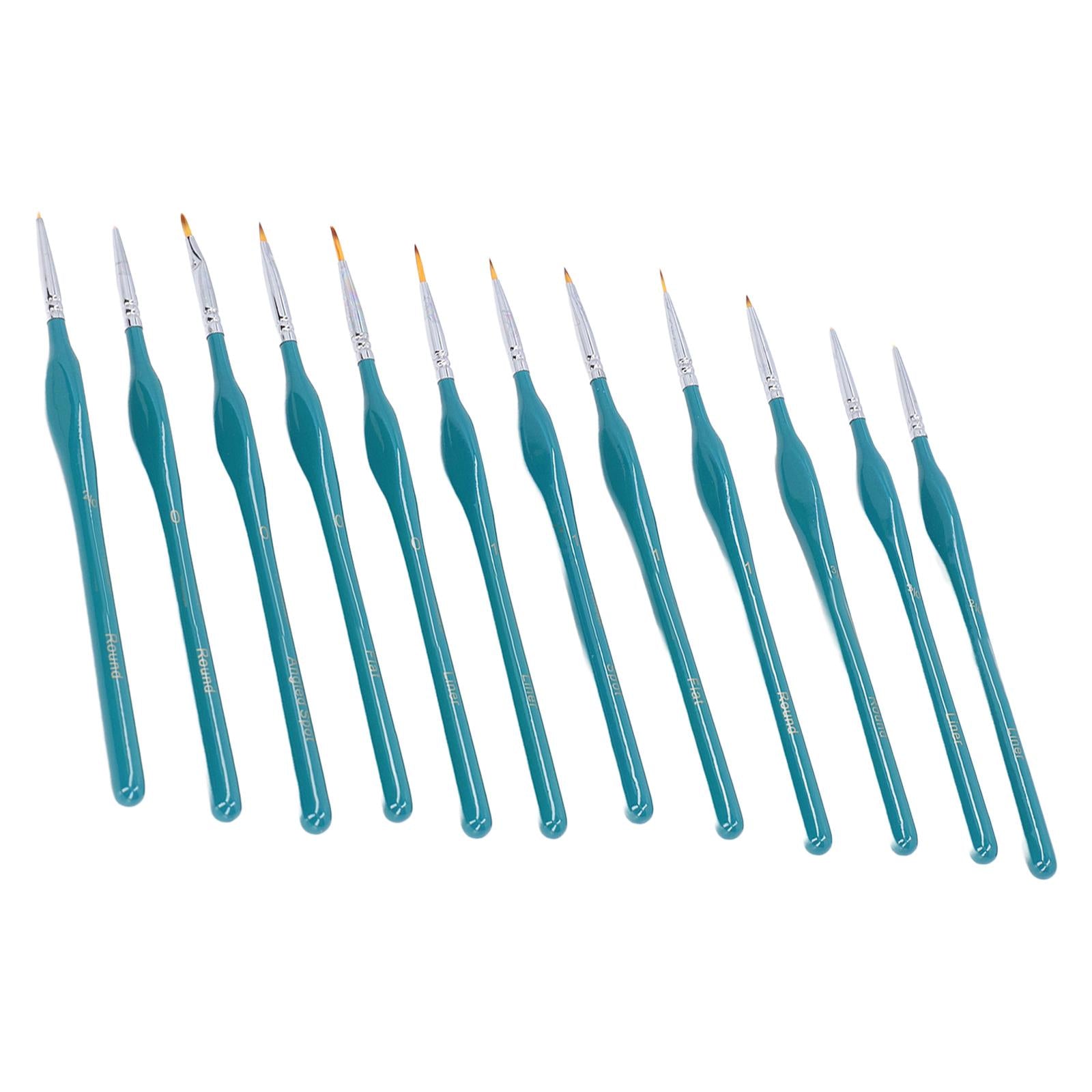 12x Artist Paint Script Liner Detail Paint Brush for Watercolor Oil Painting Blue
