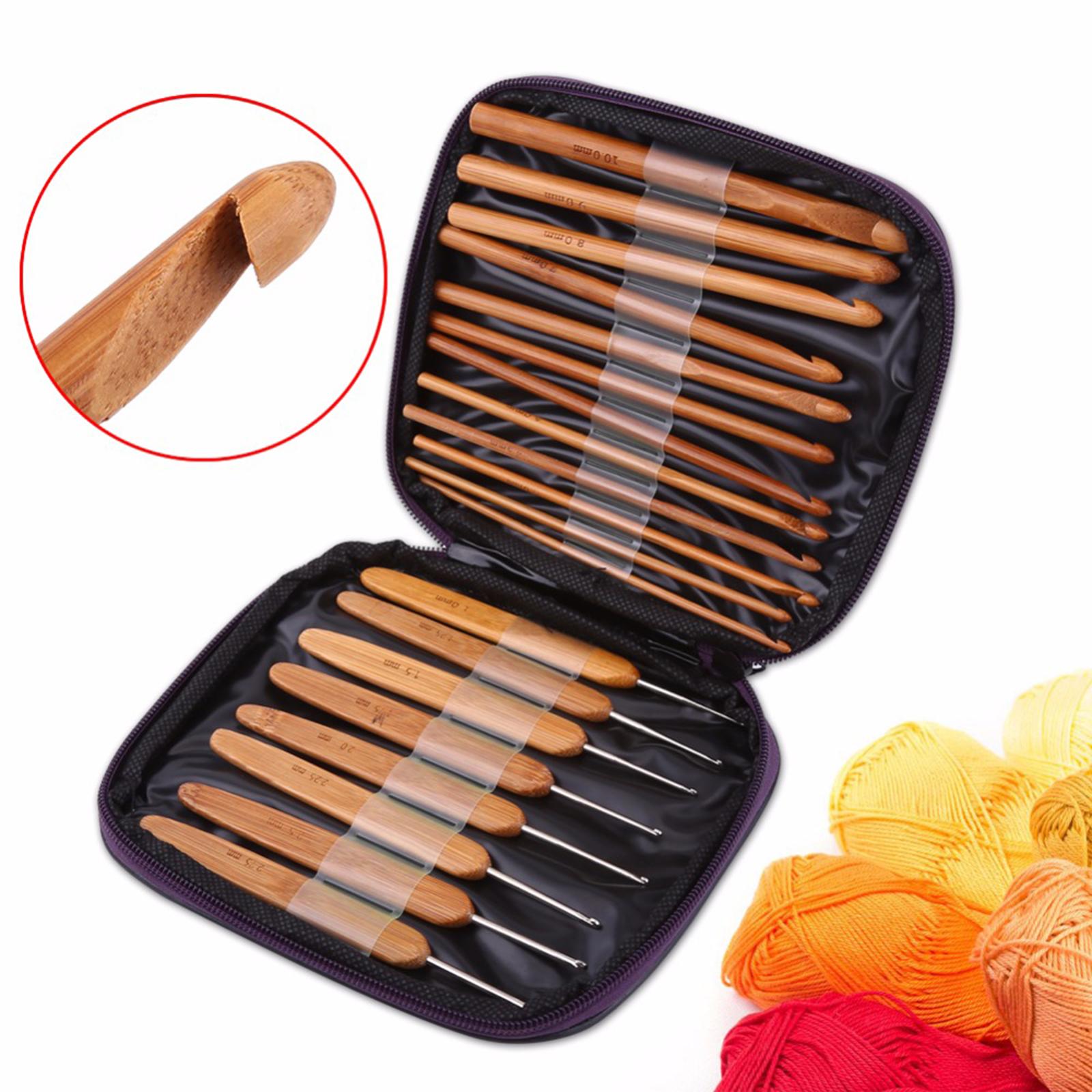 20Pcs Crochet Hooks Yarn Knitting Needles with Bag DIY Crafts Supplies Tool
