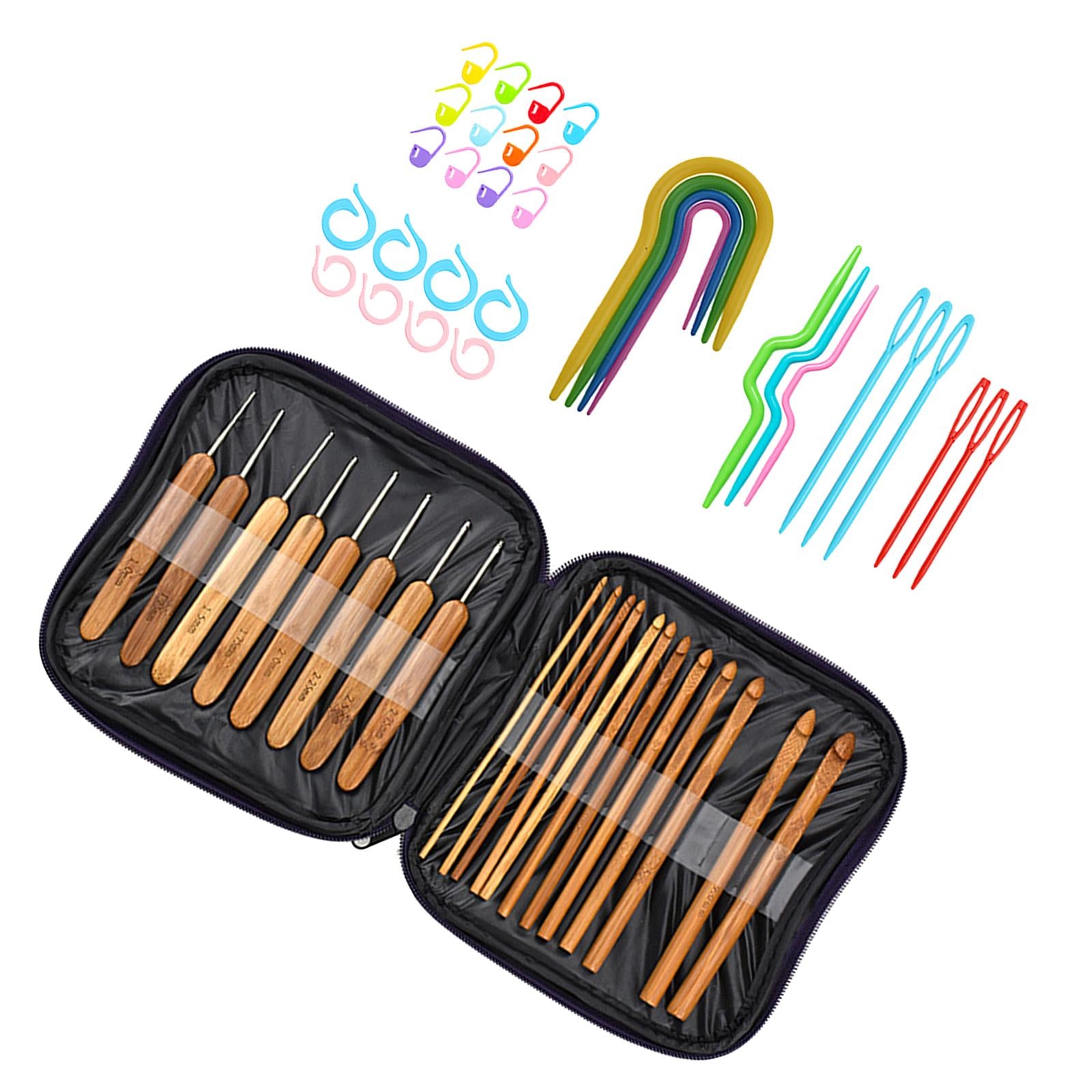 20Pcs Crochet Hooks Yarn Knitting Needles with Bag DIY Crafts Supplies Tool