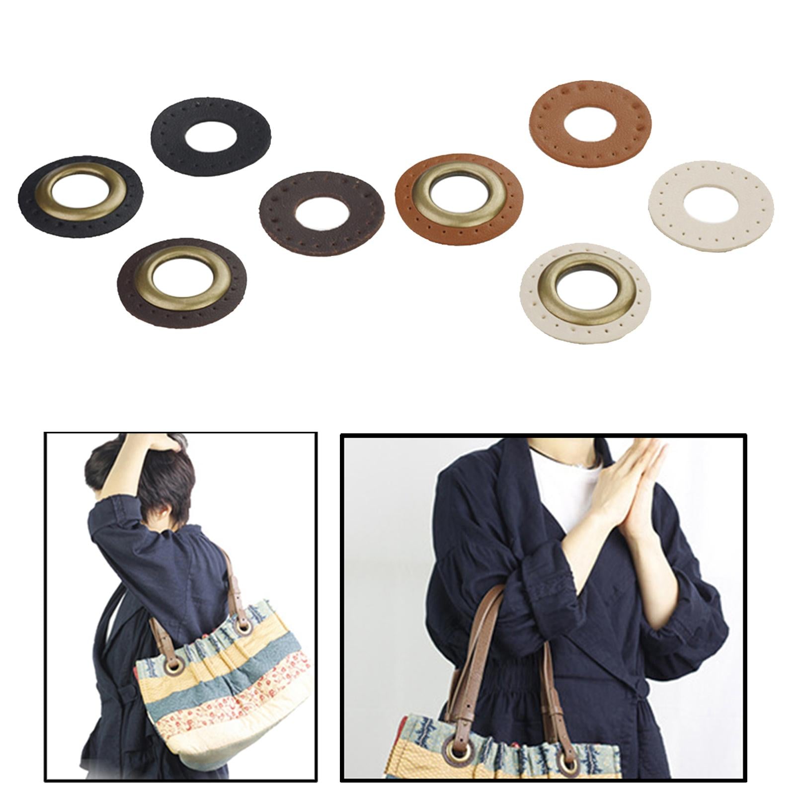 PU Leather Grommets Eyelets Set Patches Crafts Applique for Purse Bags Shoes Black