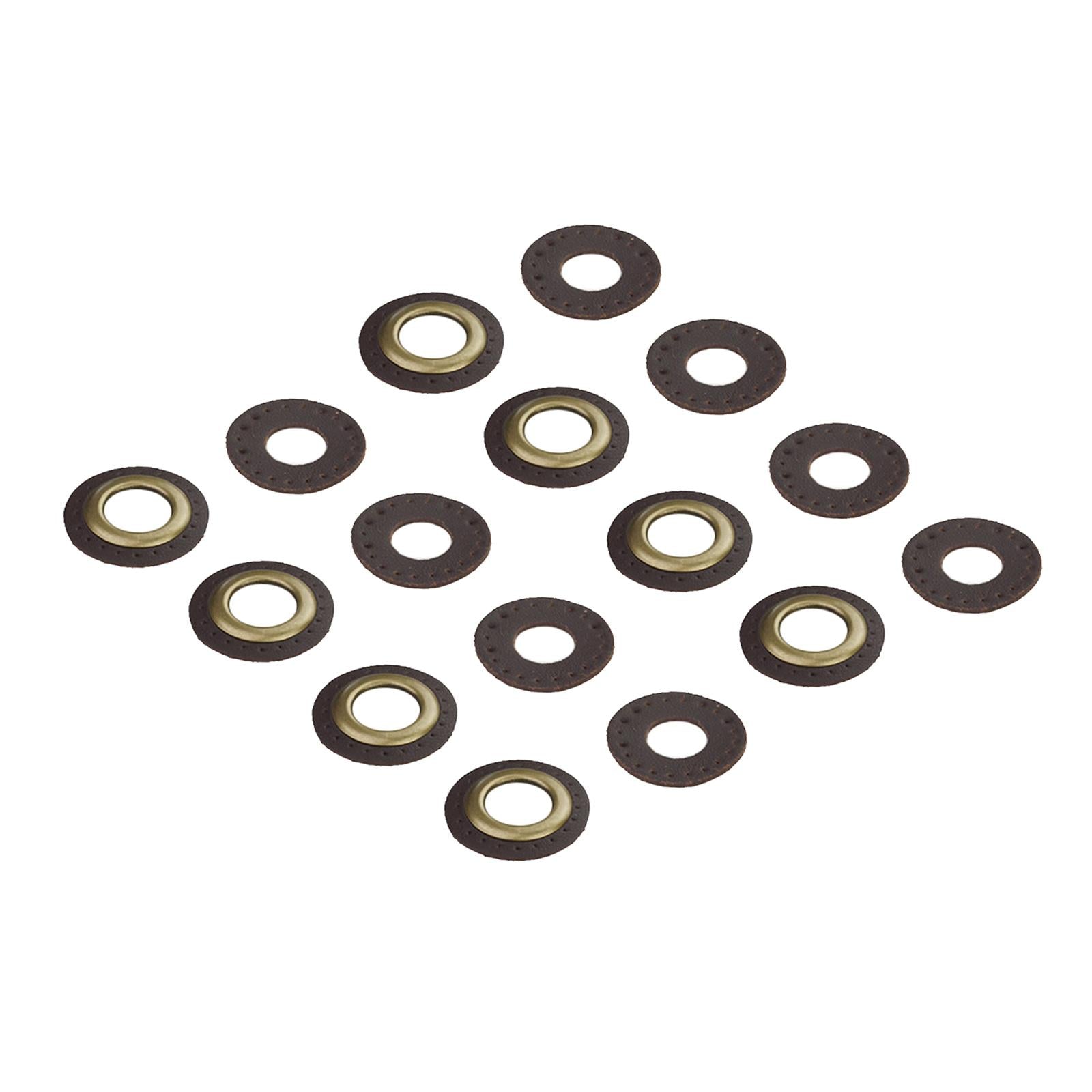 PU Leather Grommets Eyelets Set Patches Crafts Applique for Purse Bags Shoes Dark Brown