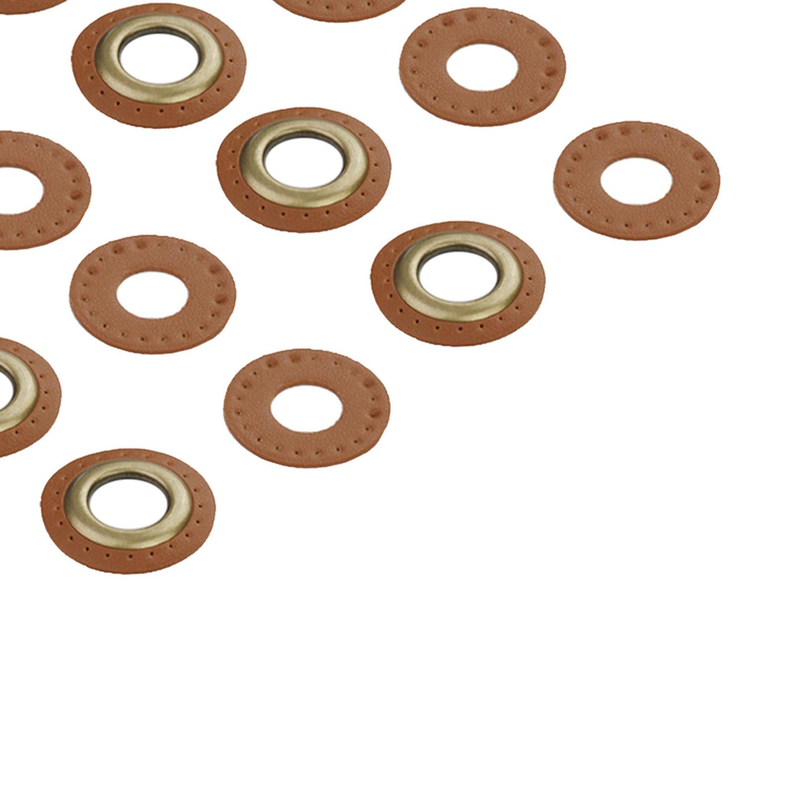 PU Leather Grommets Eyelets Set Patches Crafts Applique for Purse Bags Shoes Light Brown