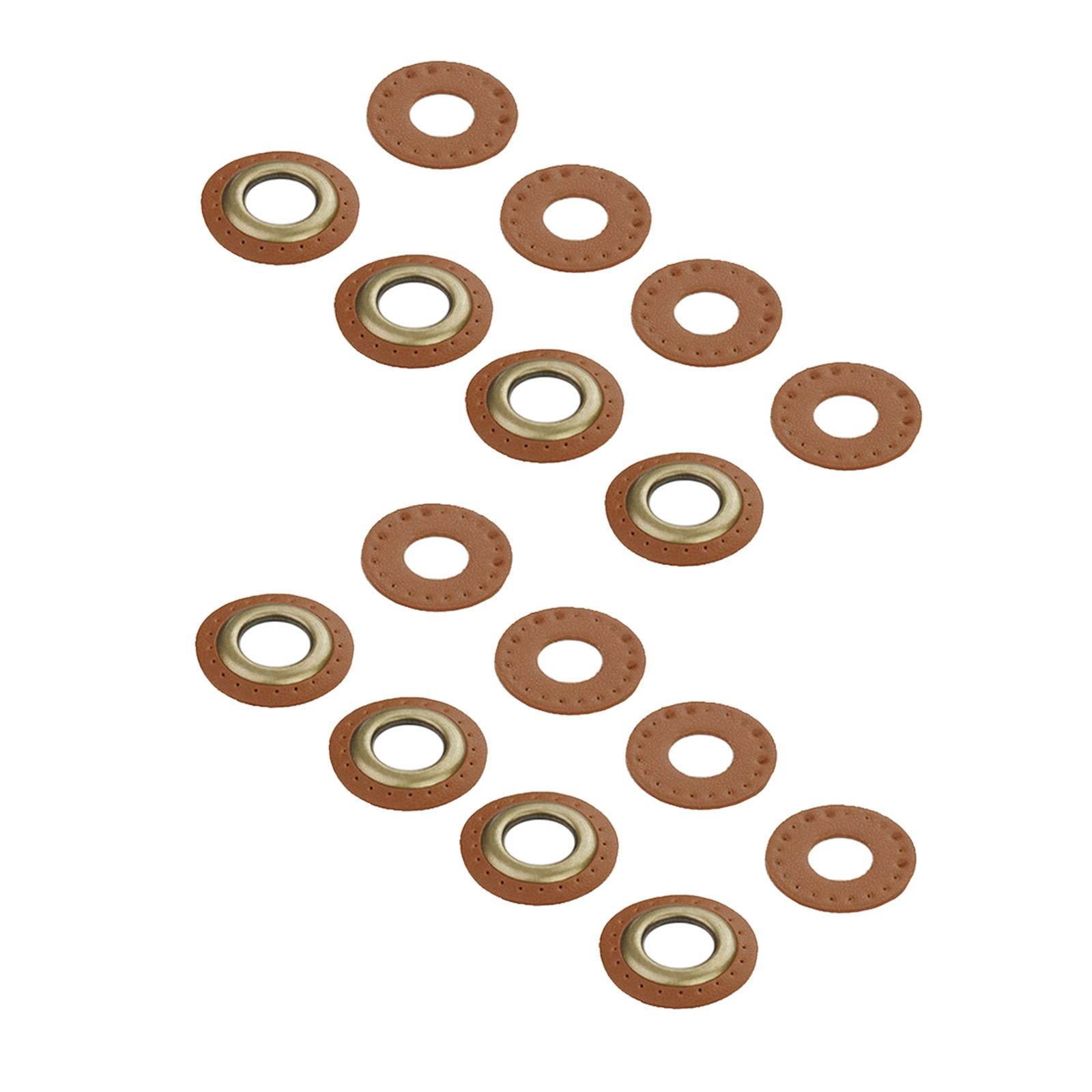 PU Leather Grommets Eyelets Set Patches Crafts Applique for Purse Bags Shoes Light Brown