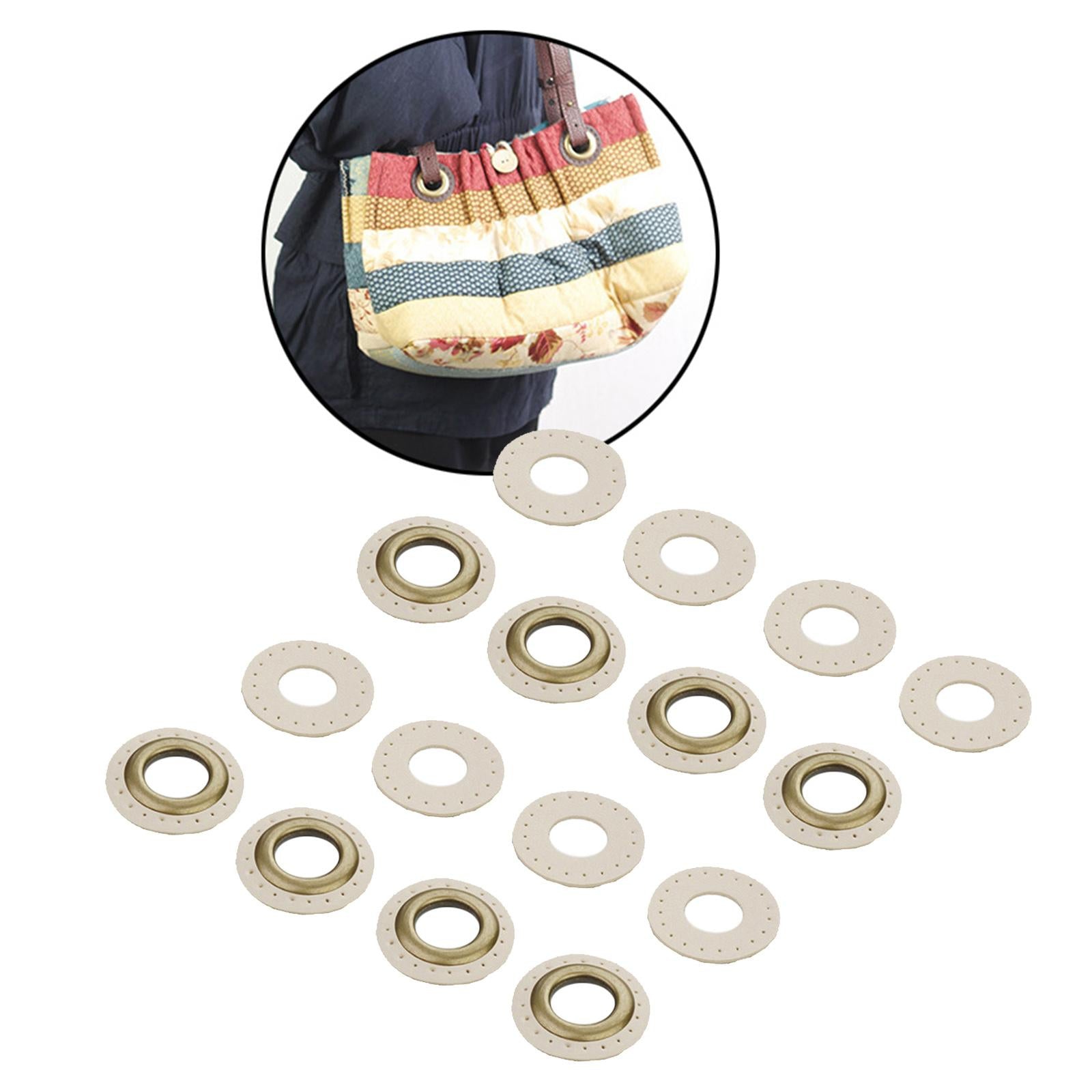 PU Leather Grommets Eyelets Set Patches Crafts Applique for Purse Bags Shoes Beige