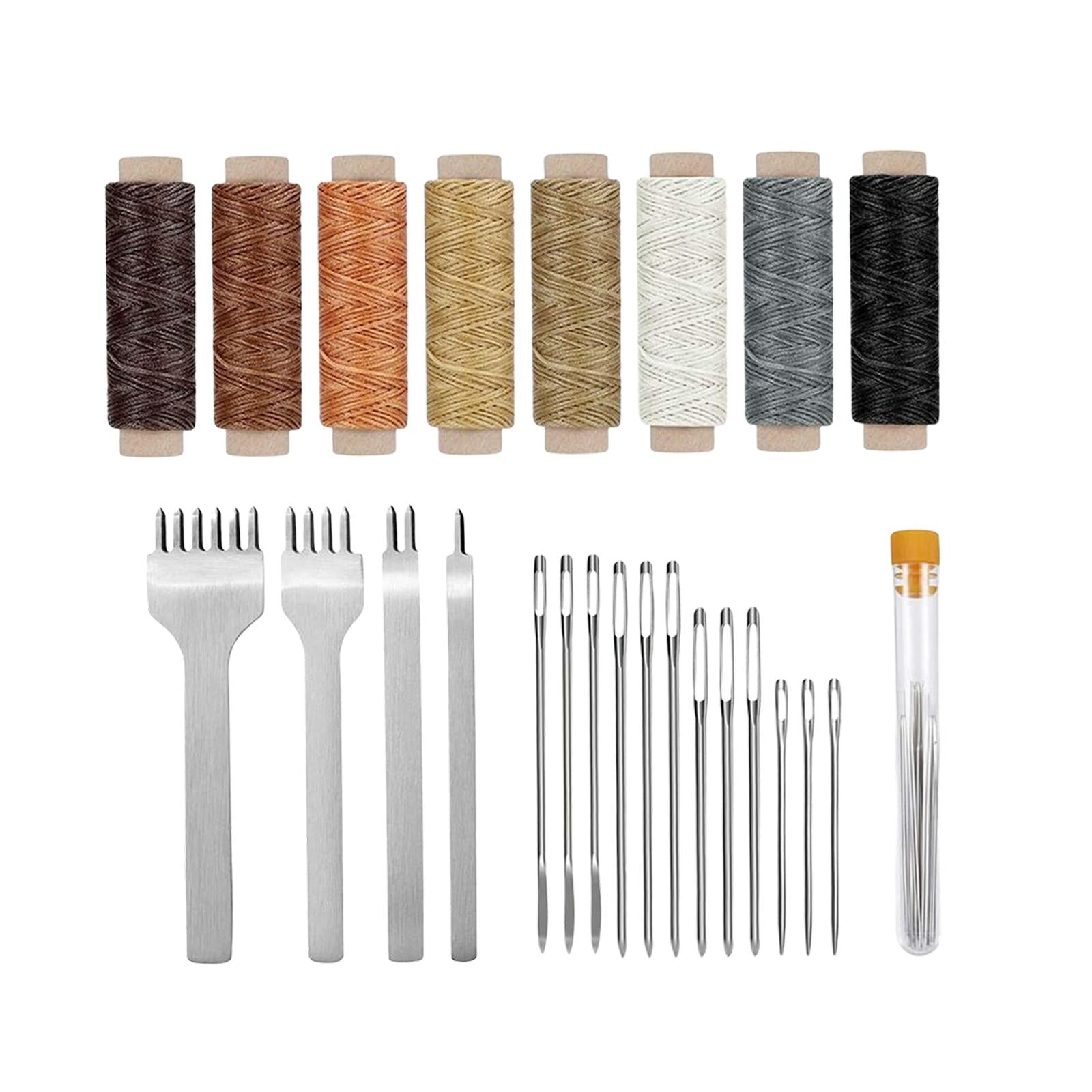 24Pcs Leather Craft Kit Hand Stitching Accessories Leathercraft Work Saddle