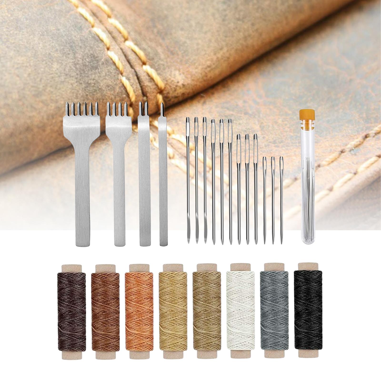 24Pcs Leather Craft Kit Hand Stitching Accessories Leathercraft Work Saddle