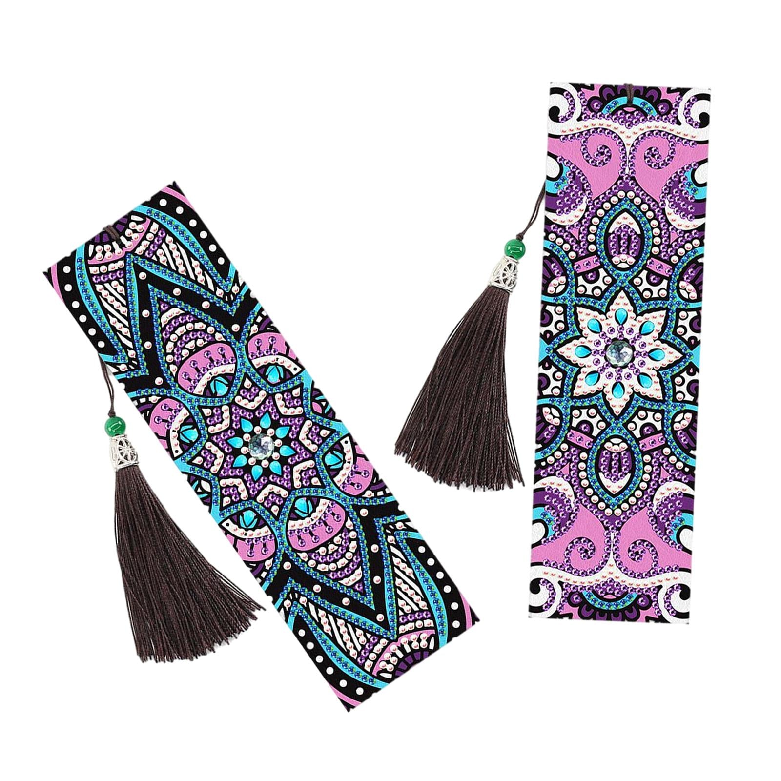 5D Diamond Painting Bookmark Kit Tassel Bookmark Art Crafts for Kids Adults Flower