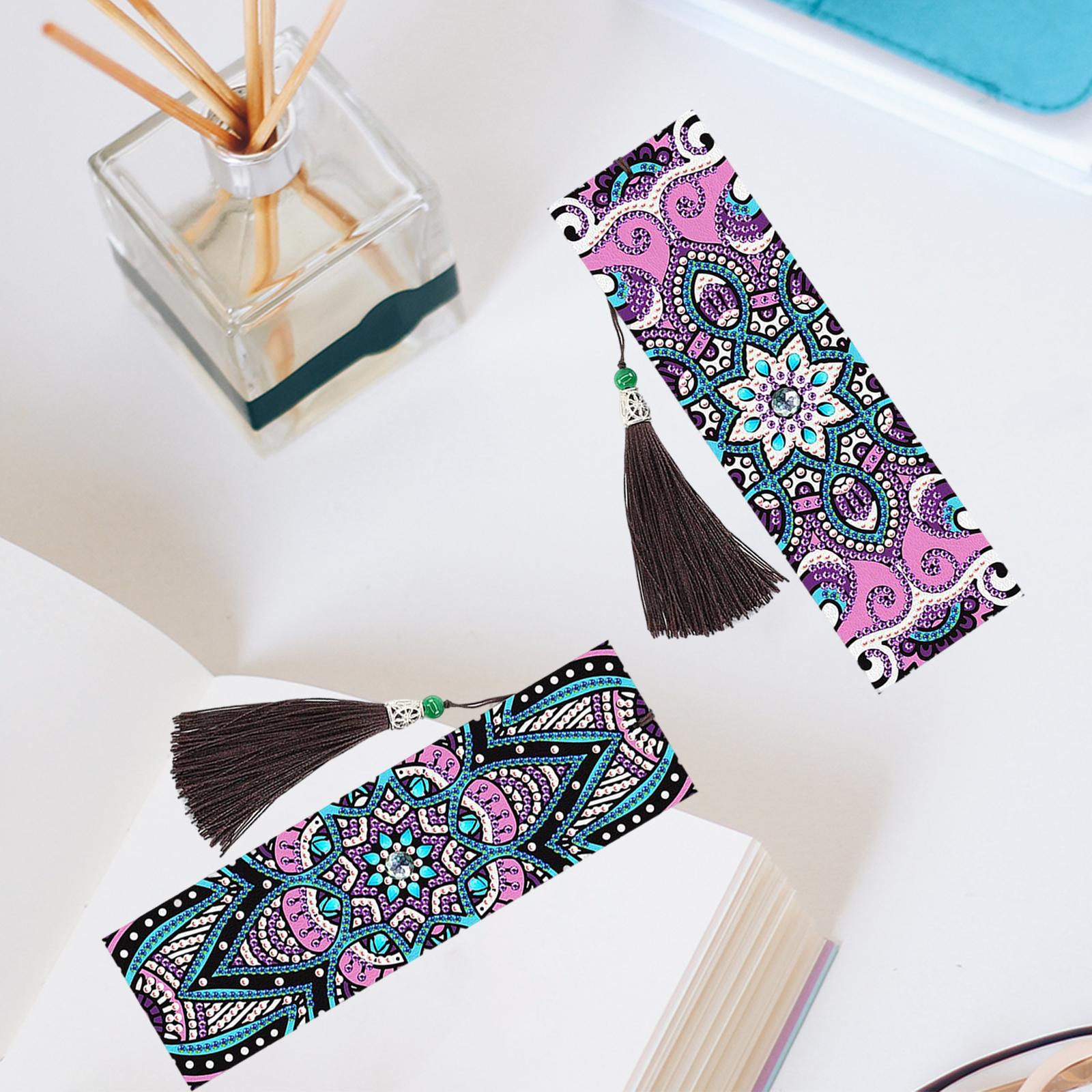 5D Diamond Painting Bookmark Kit Tassel Bookmark Art Crafts for Kids Adults Flower