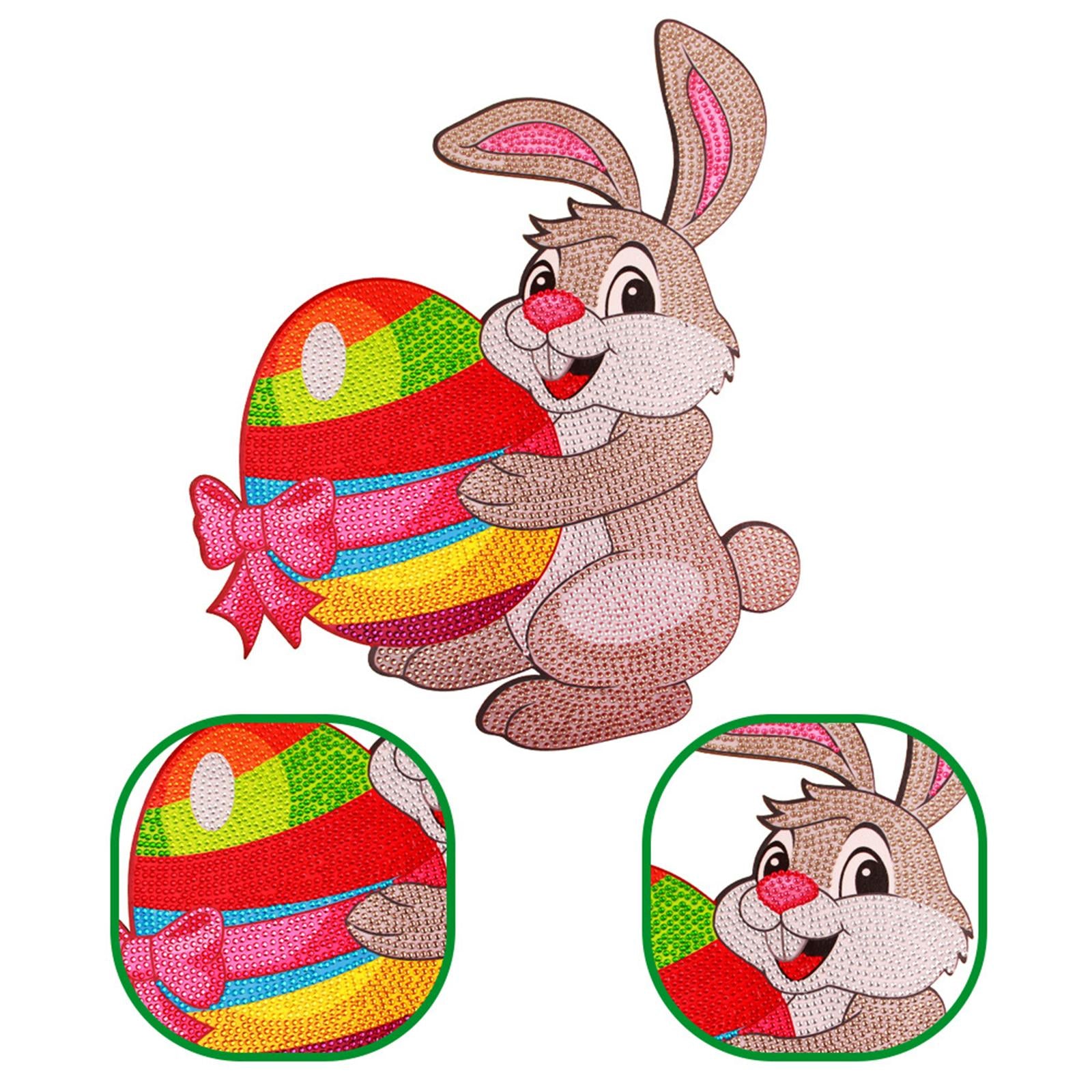 Easter Bunny Diamond Painting Ornament Full Drill Crystal Wall Decor 28x33cm