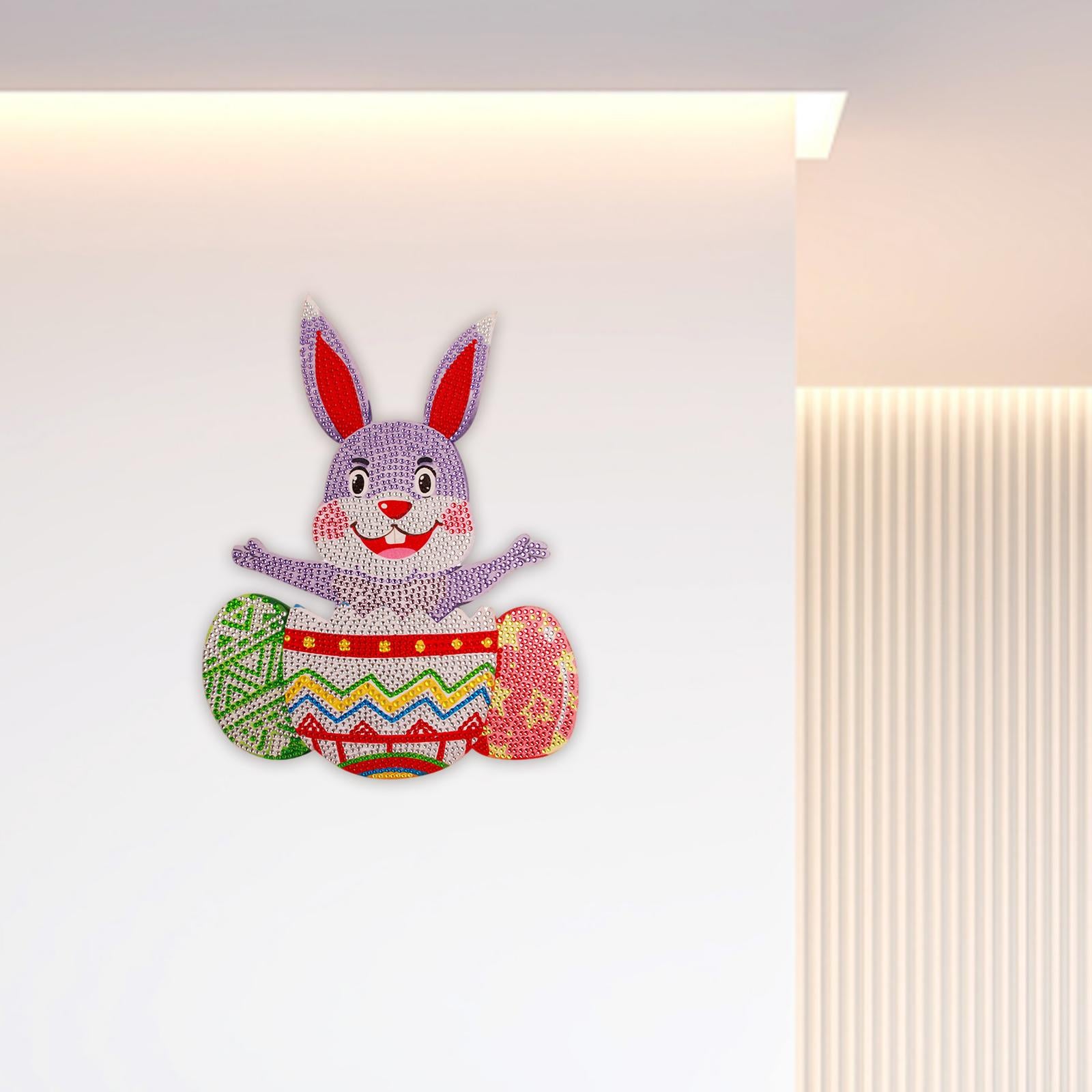 Easter Bunny Diamond Painting Ornament Full Drill Crystal Wall Decor 21x28cm