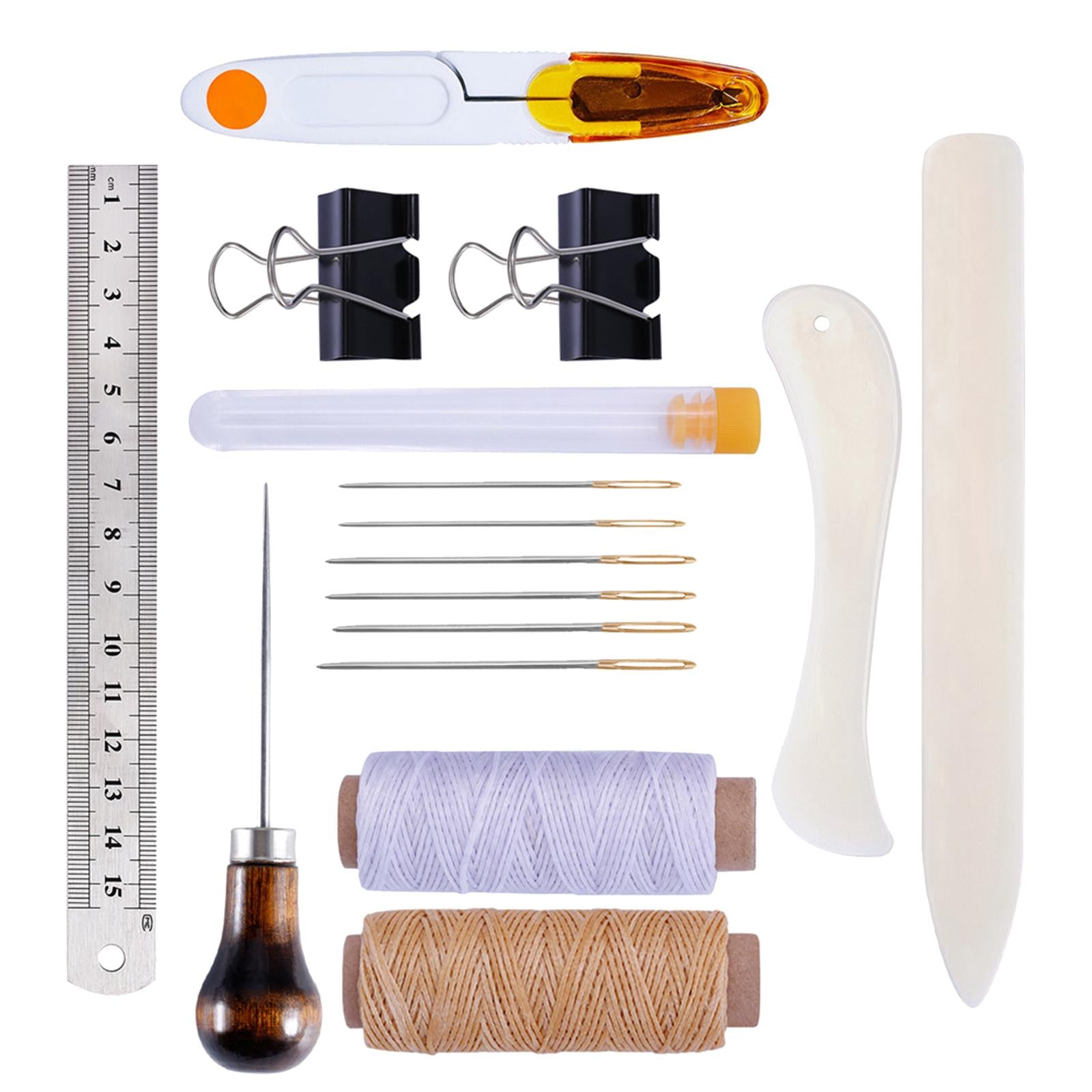 16 Pieces Leather Craft Sewing Tools Kit Waxed Thread Awl for Repair Craft
